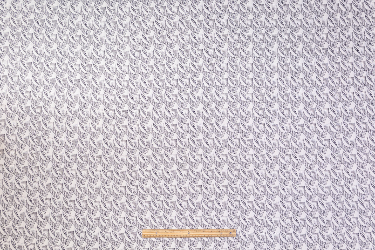 Geometric Poly Cotton Brocade - Blue / White