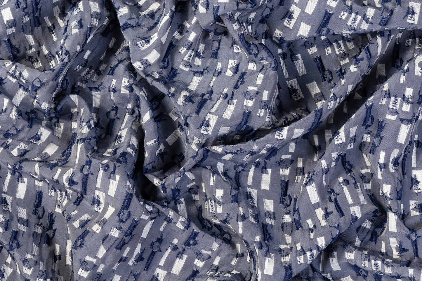 Abstract Crushed Metallic Brocade - Blue