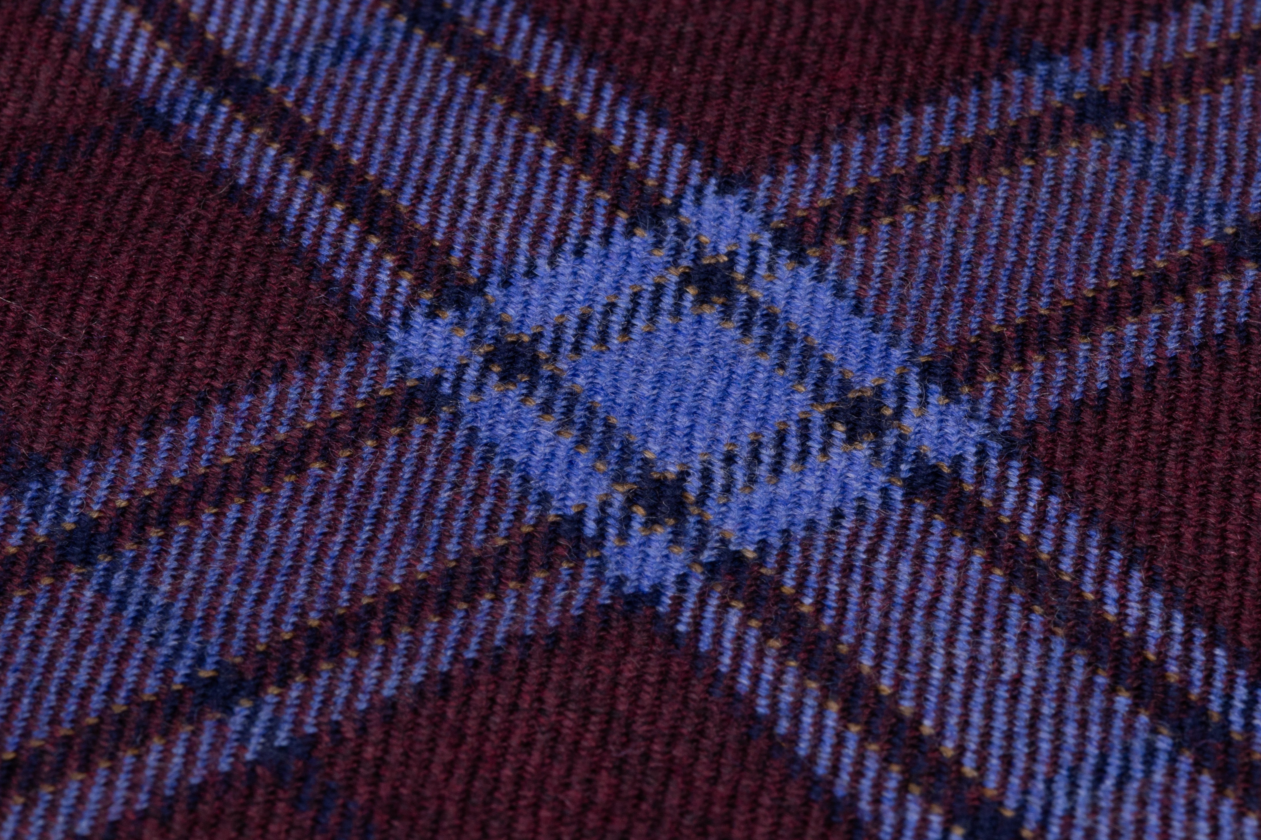Plaid Italian Wool Flannel Suiting - Burgundy / Blue