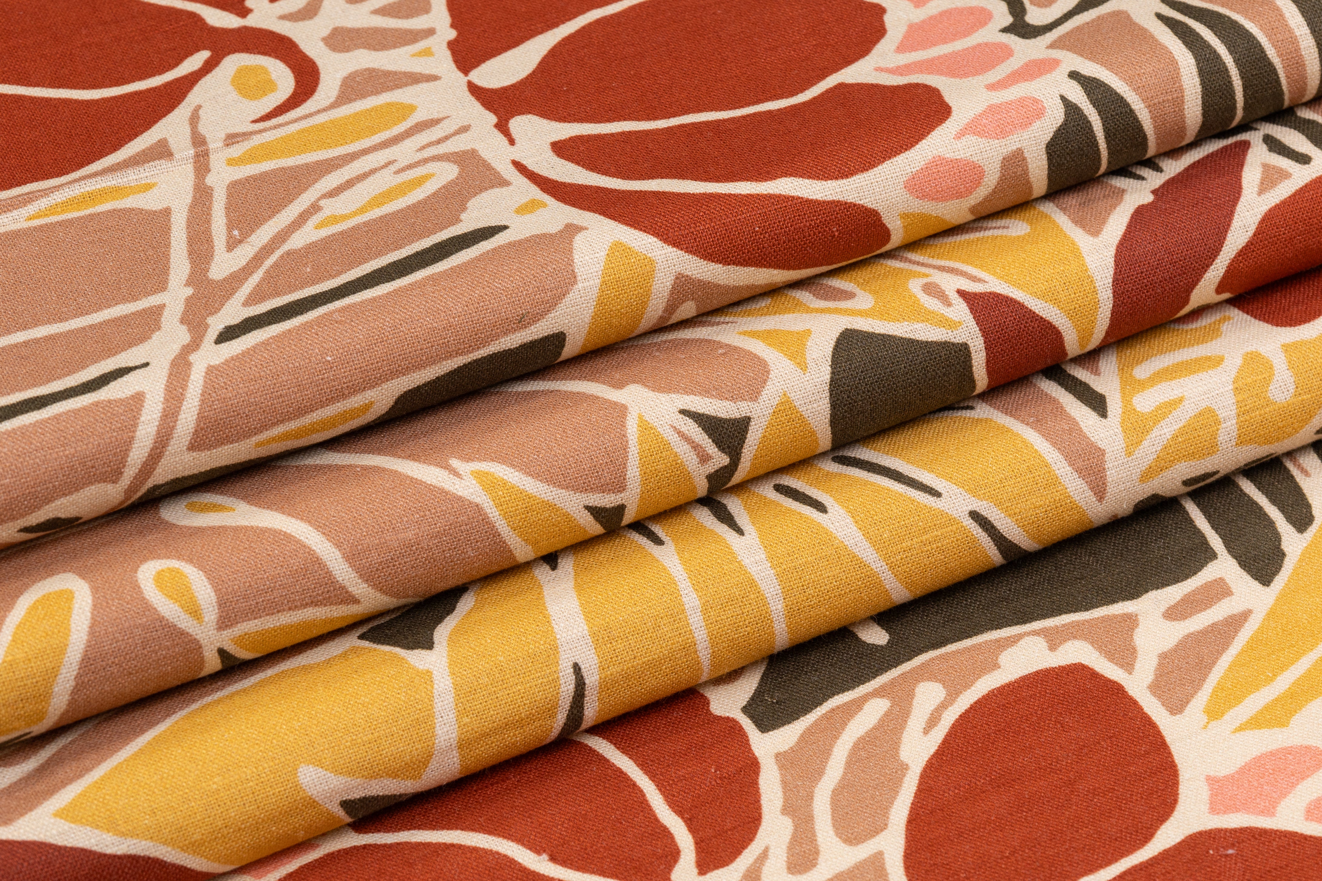 Tropical Italian Linen Viscose Blend - Pink / Maroon / Green / Yellow