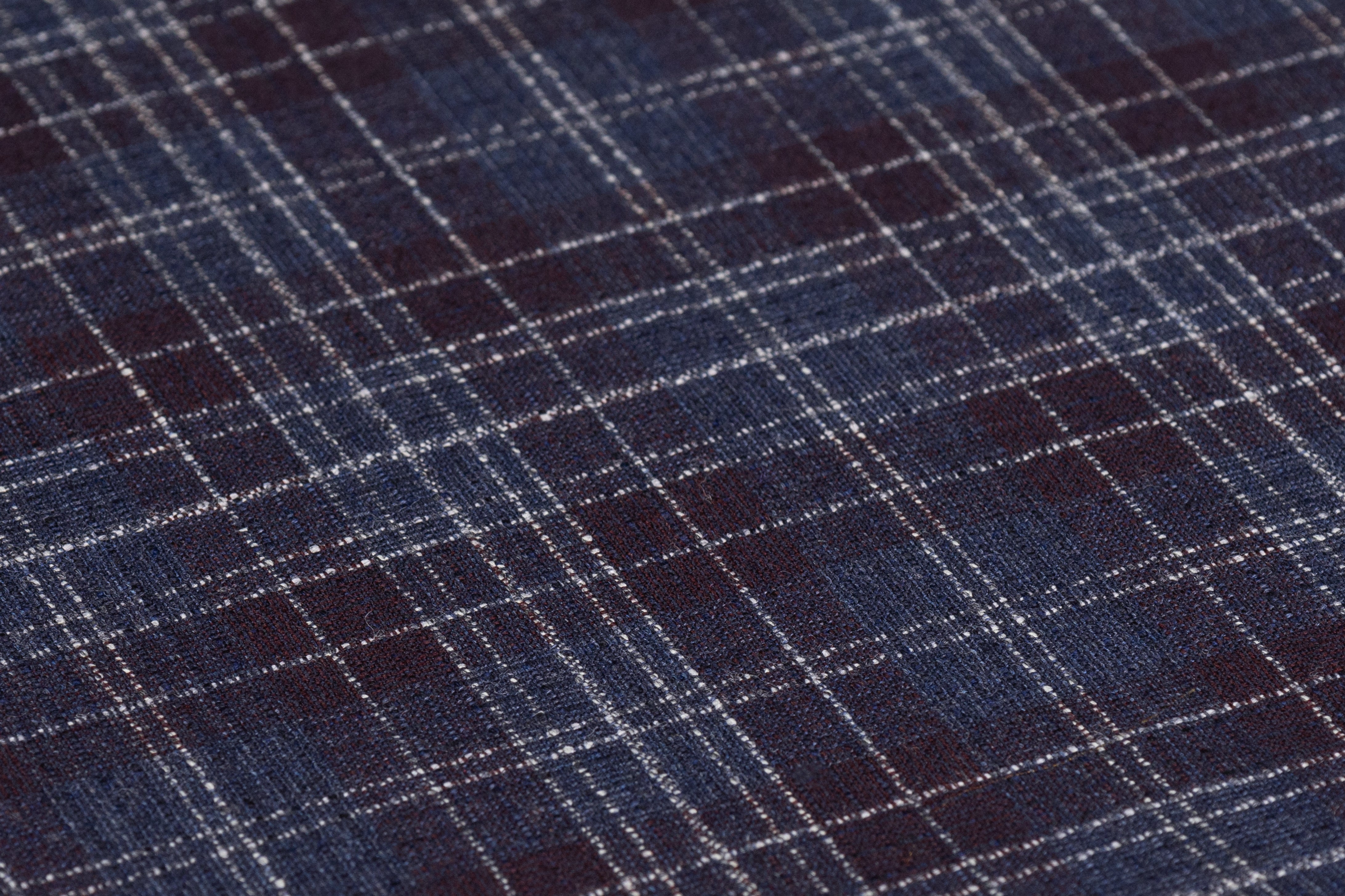 Checked Italian Wool Suiting - Navy / Burgundy / White