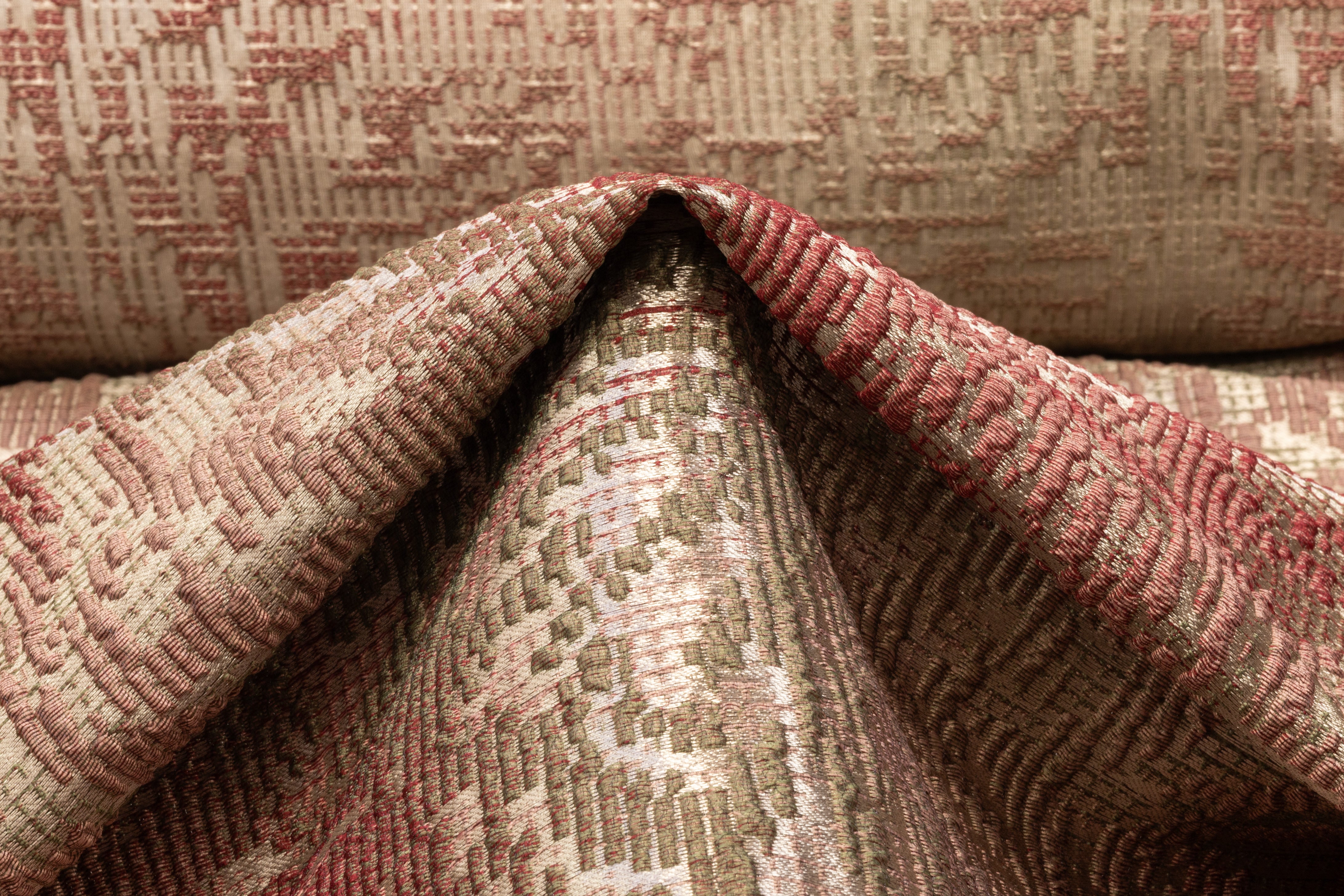 Abstract Textured Metallic Italian Brocade - Terracotta / Taupe / Olive