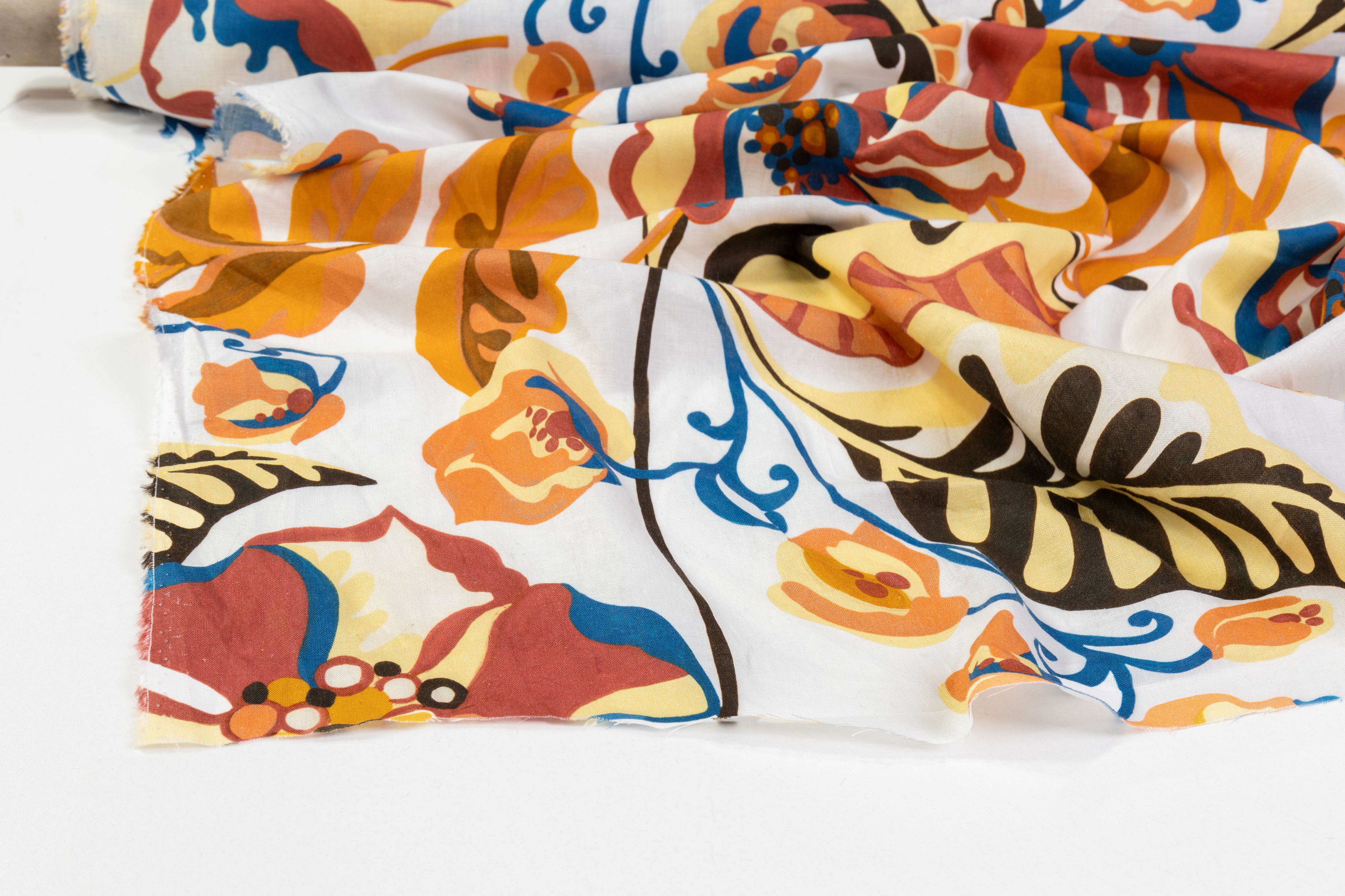 Floral Italian Linen Viscose Blend - Multicolor