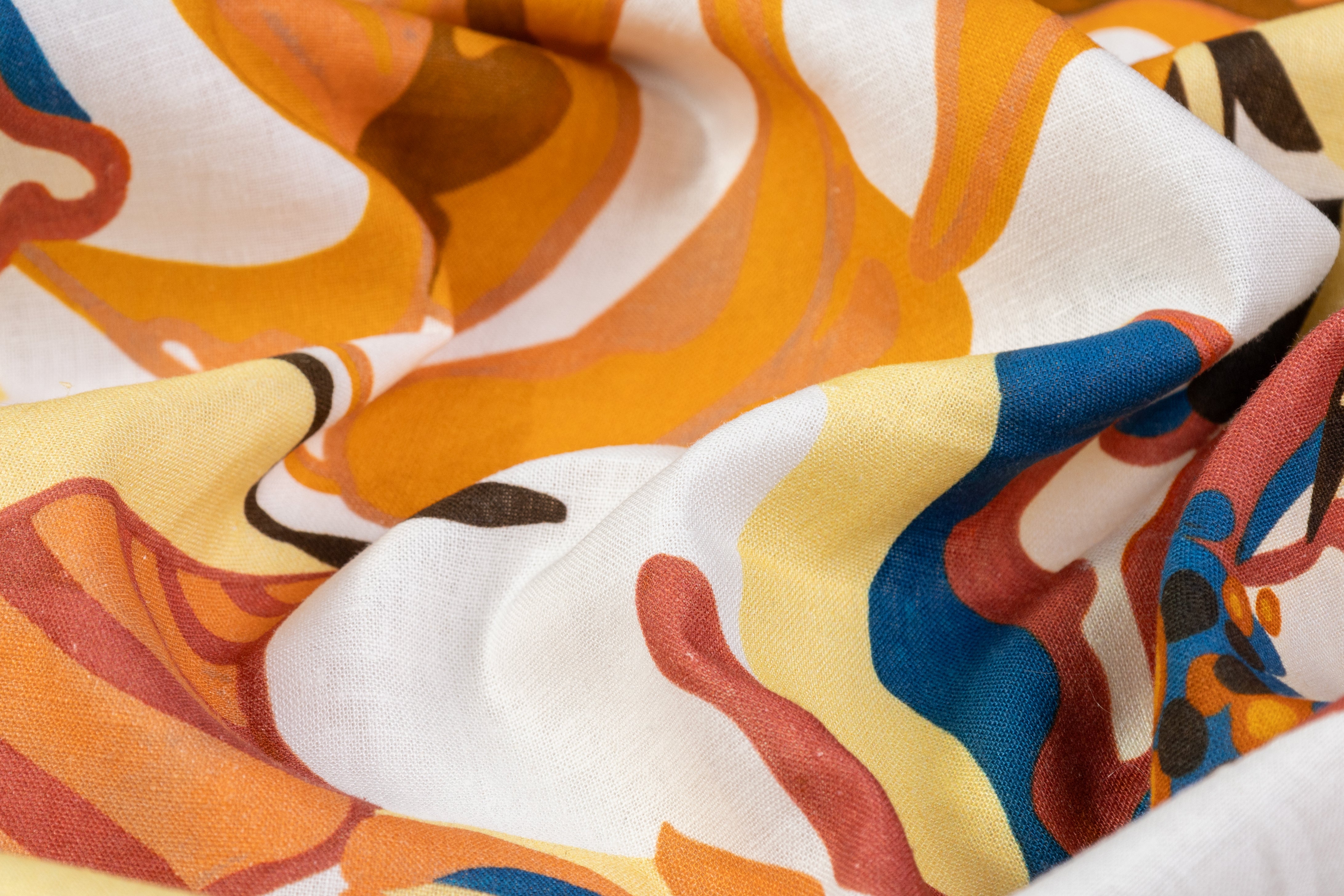 Floral Italian Linen Viscose Blend - Multicolor