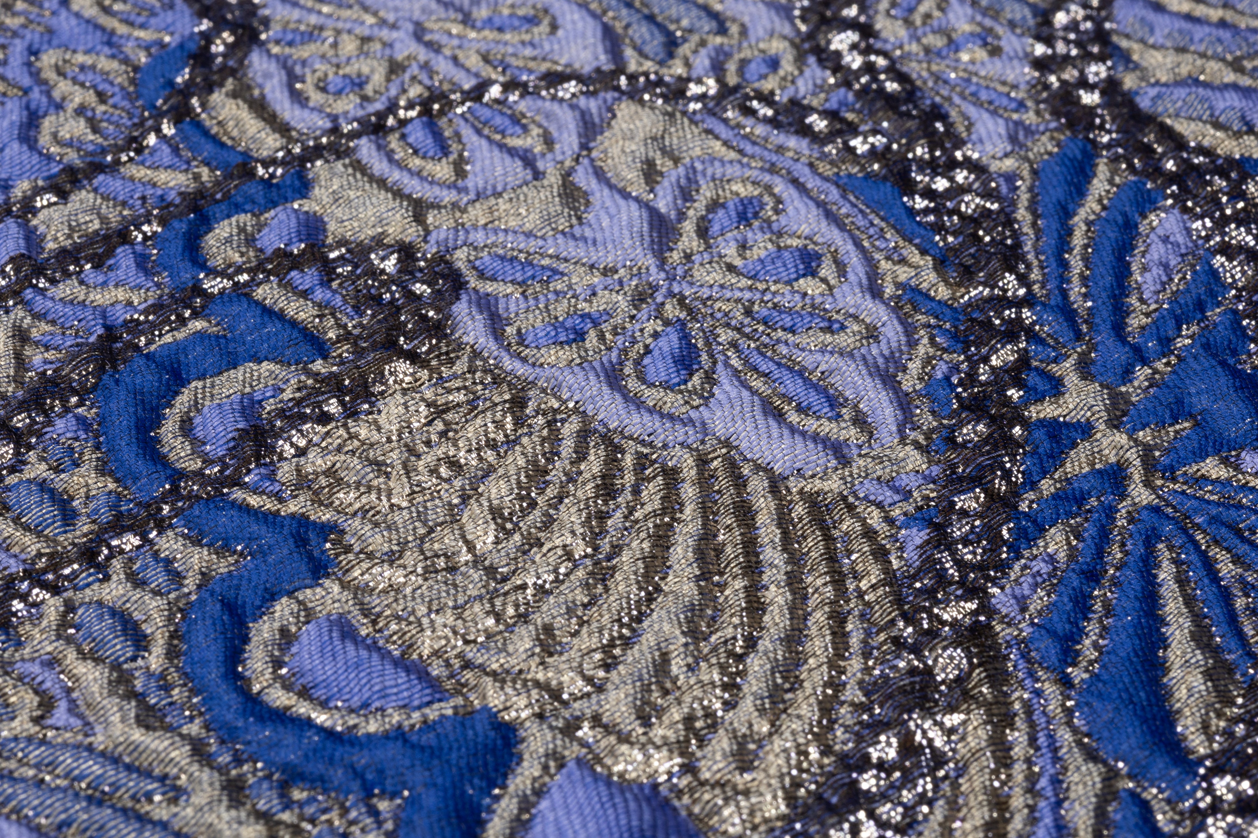 Abstract Metallic Italian Brocade - Blue / Periwinkle / Silver