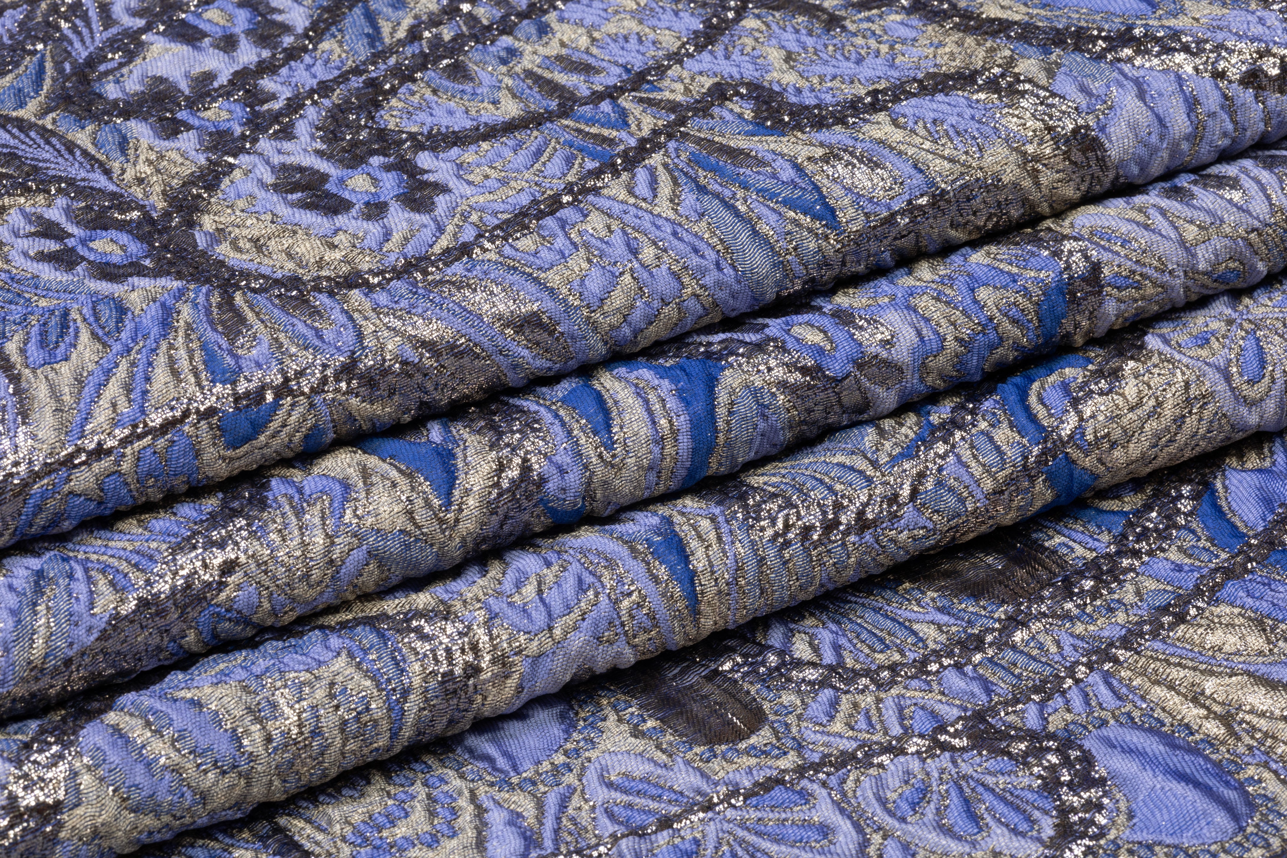 Abstract Metallic Italian Brocade - Blue / Periwinkle / Silver