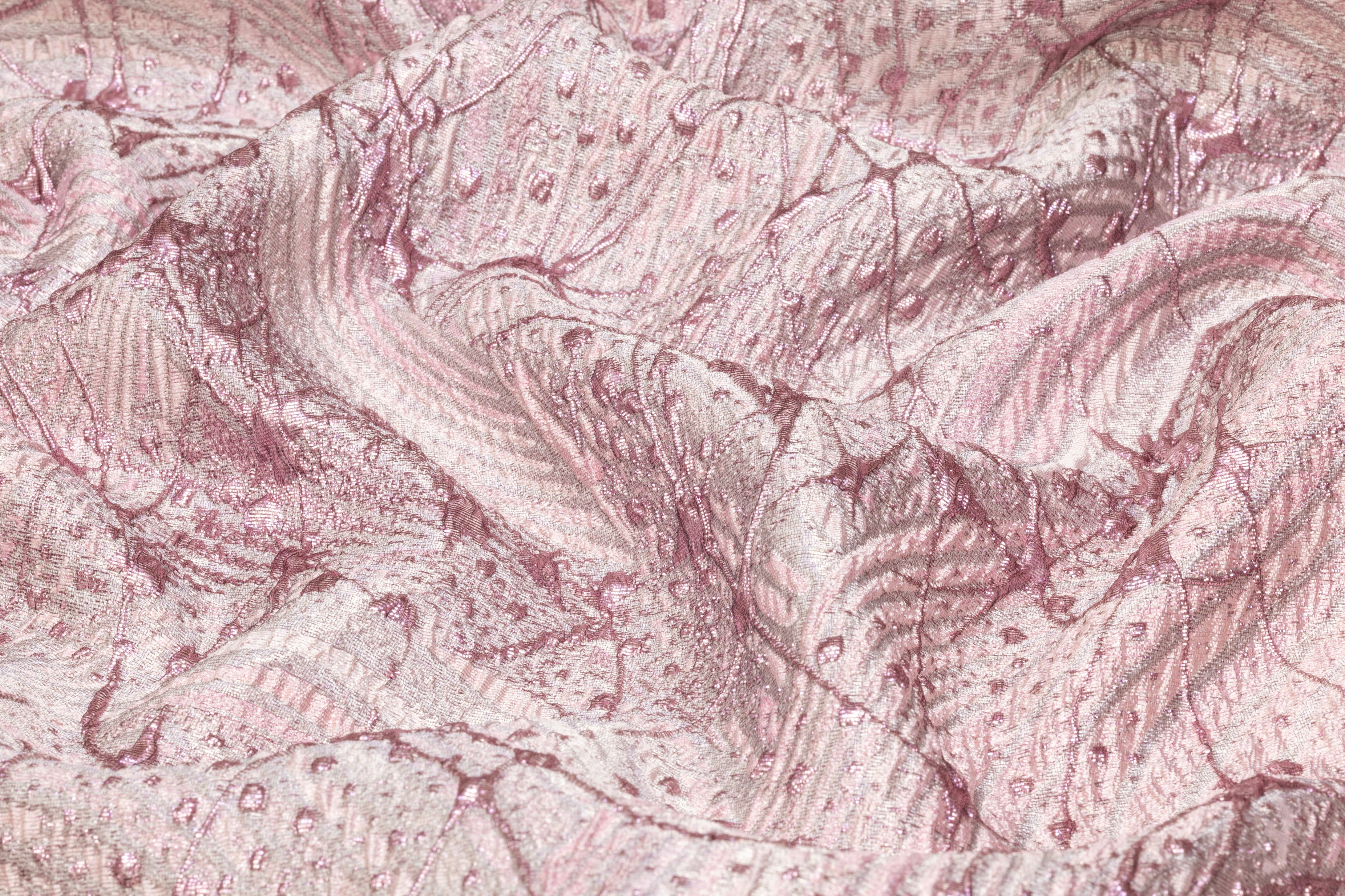 Abstract Metallic Italian Cloqué Brocade - Pink