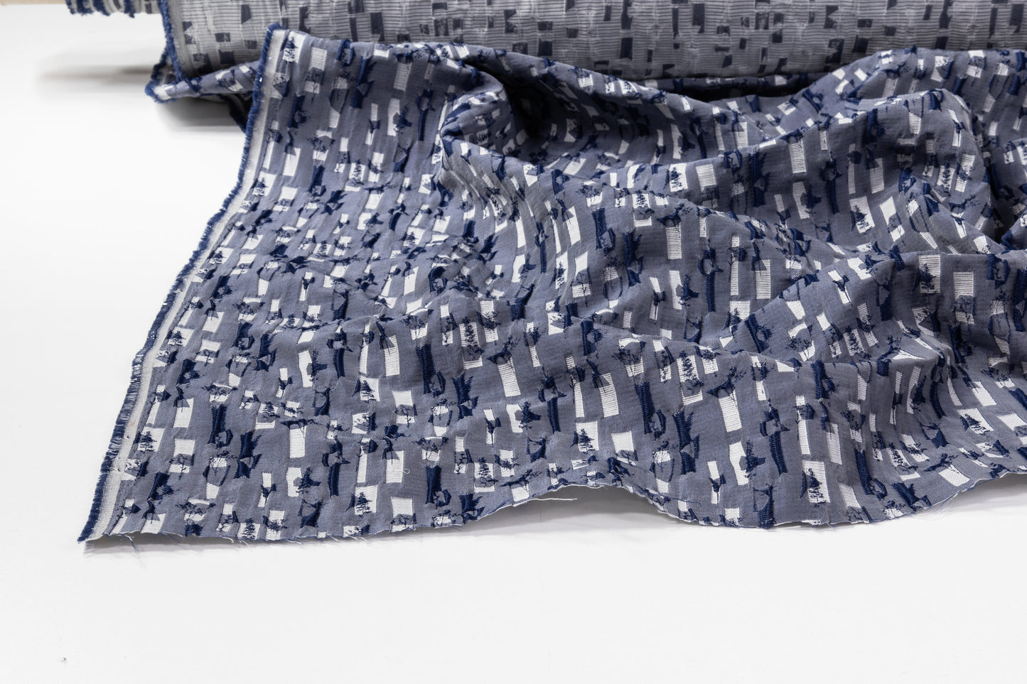 Abstract Crushed Metallic Brocade - Blue