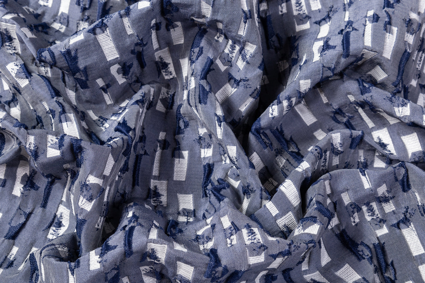 Abstract Crushed Metallic Brocade - Blue