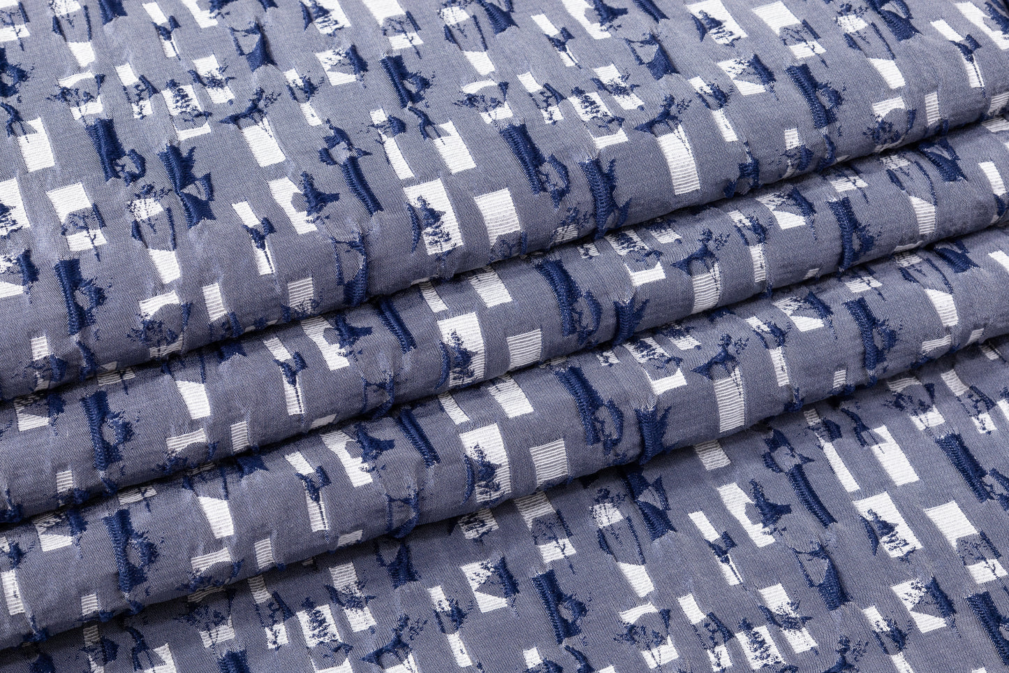 Abstract Crushed Metallic Brocade - Blue