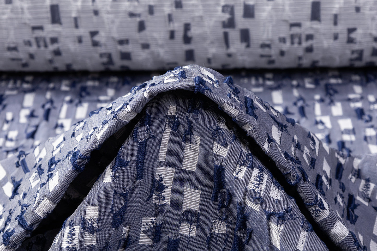 Abstract Crushed Metallic Brocade - Blue