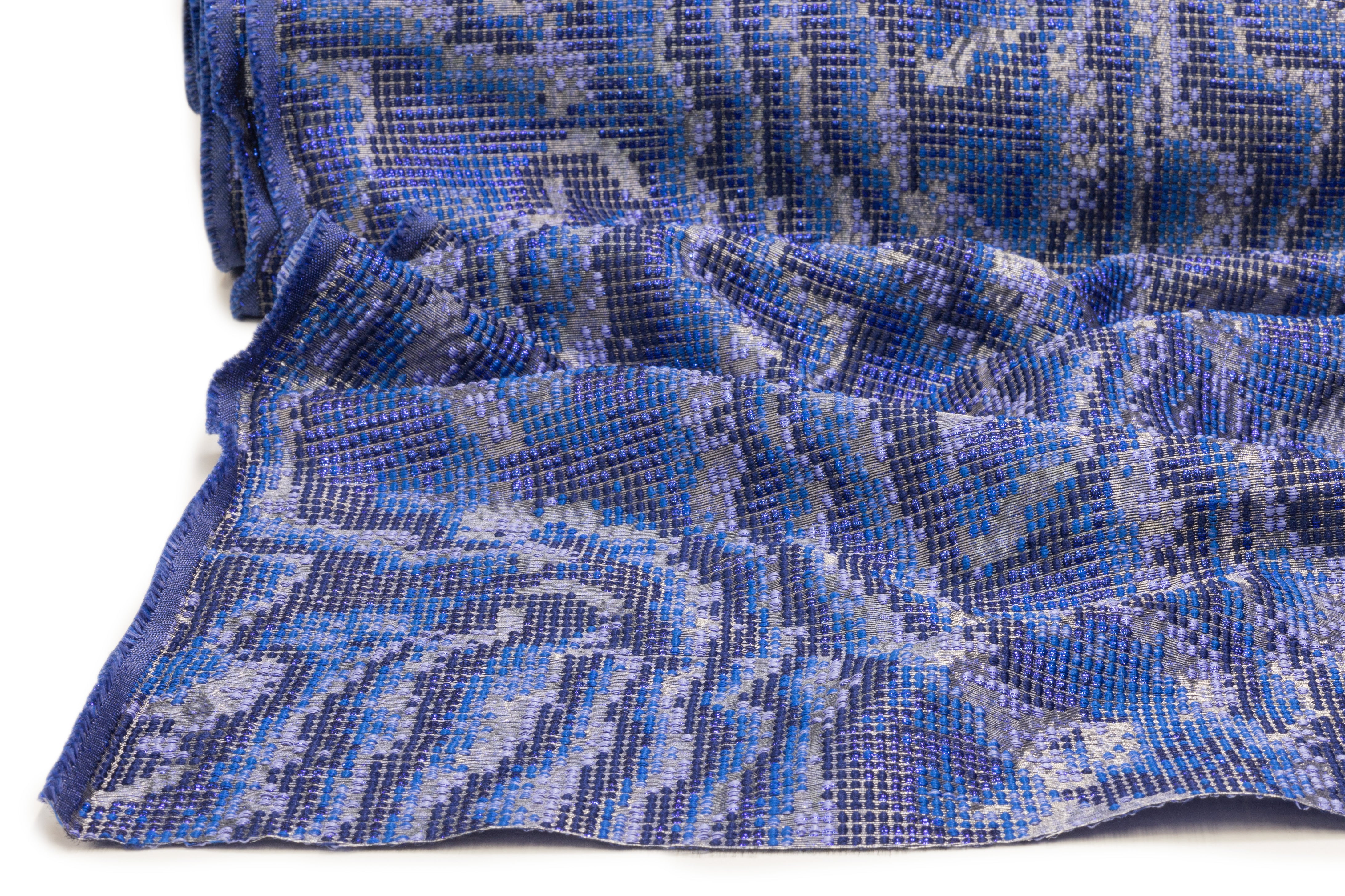 Textured Metallic Italian Brocade - Blue