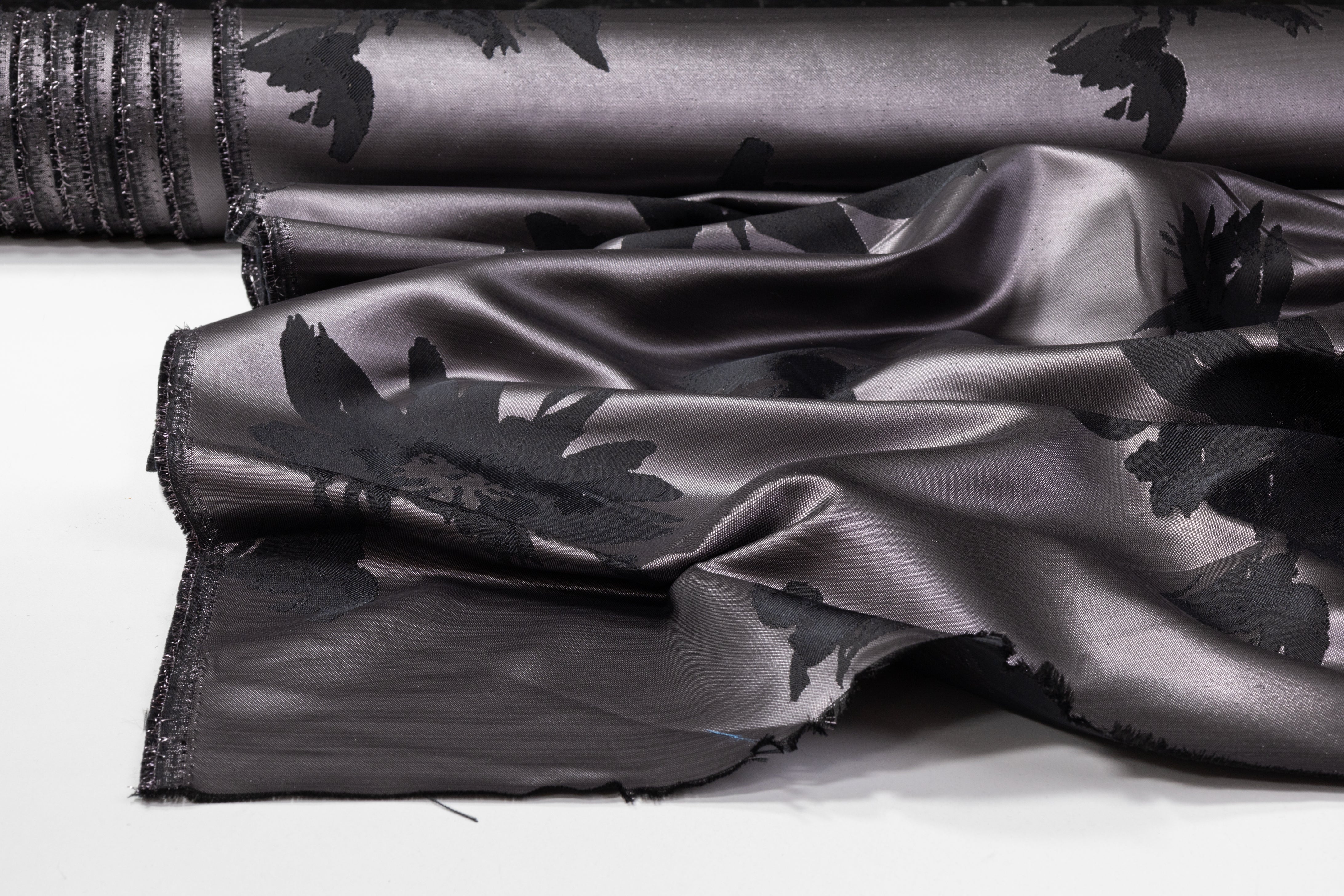 Metallic Floral Double-Faced Brocade - Black / Gray