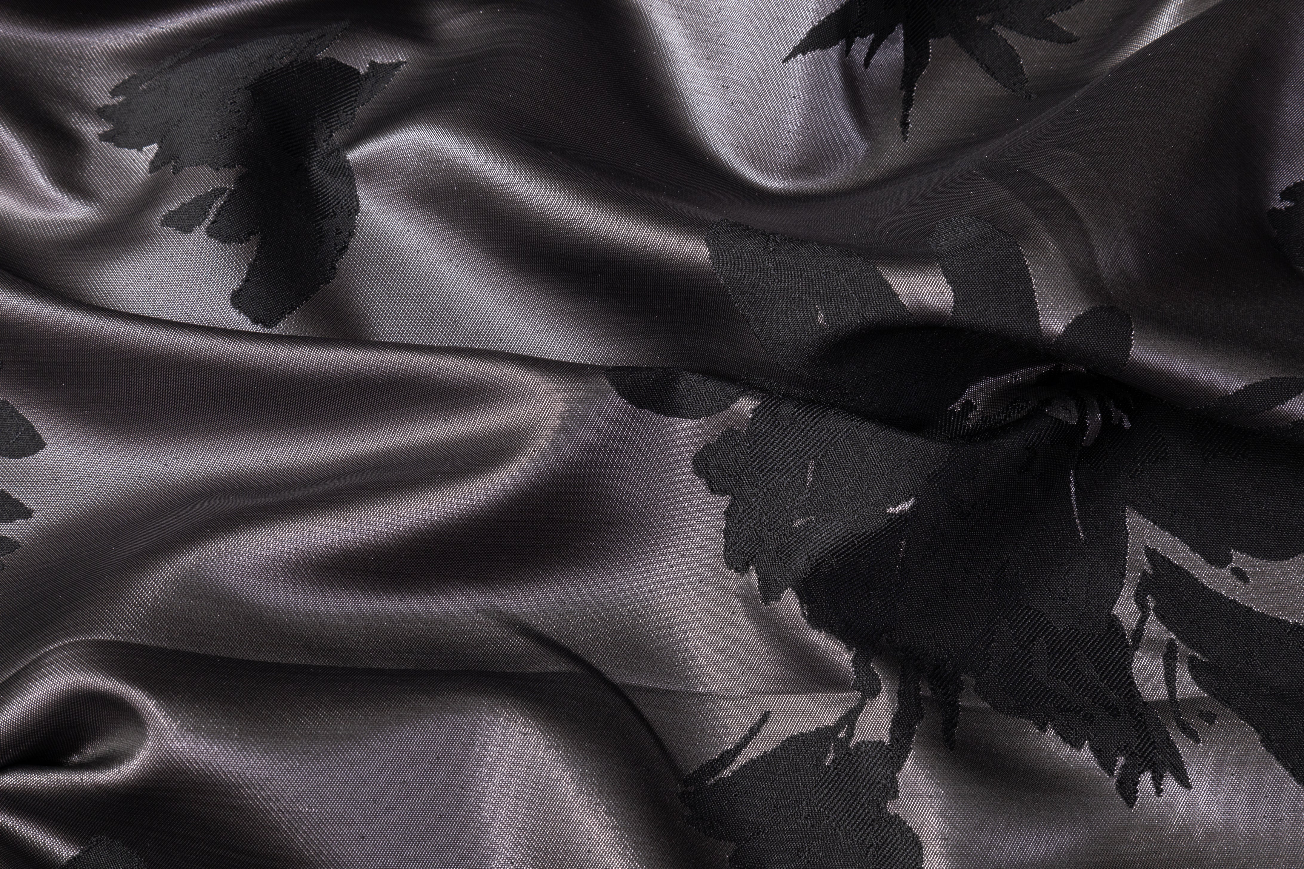 Metallic Floral Double-Faced Brocade - Black / Gray