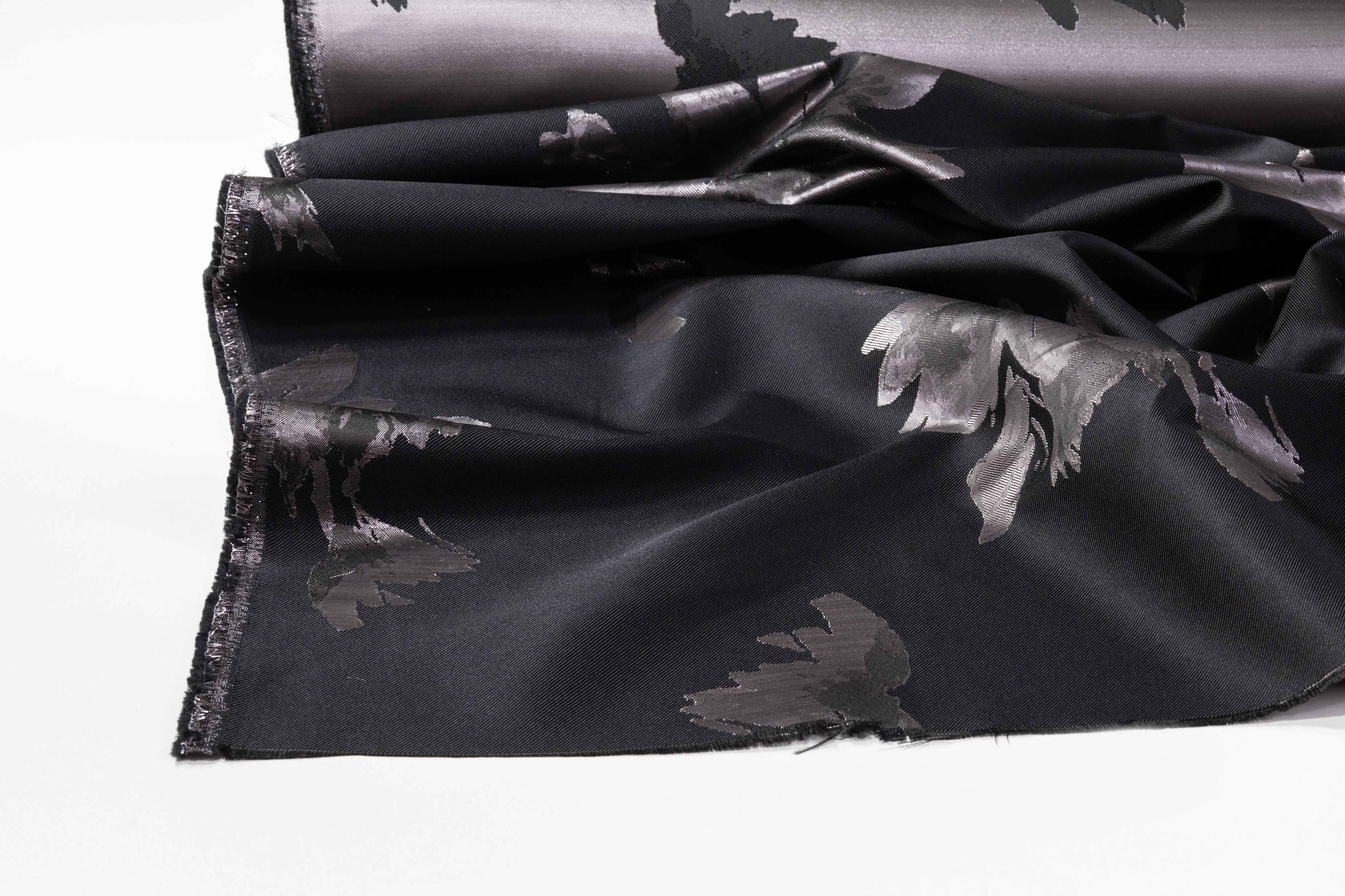Metallic Floral Double-Faced Brocade - Black / Gray