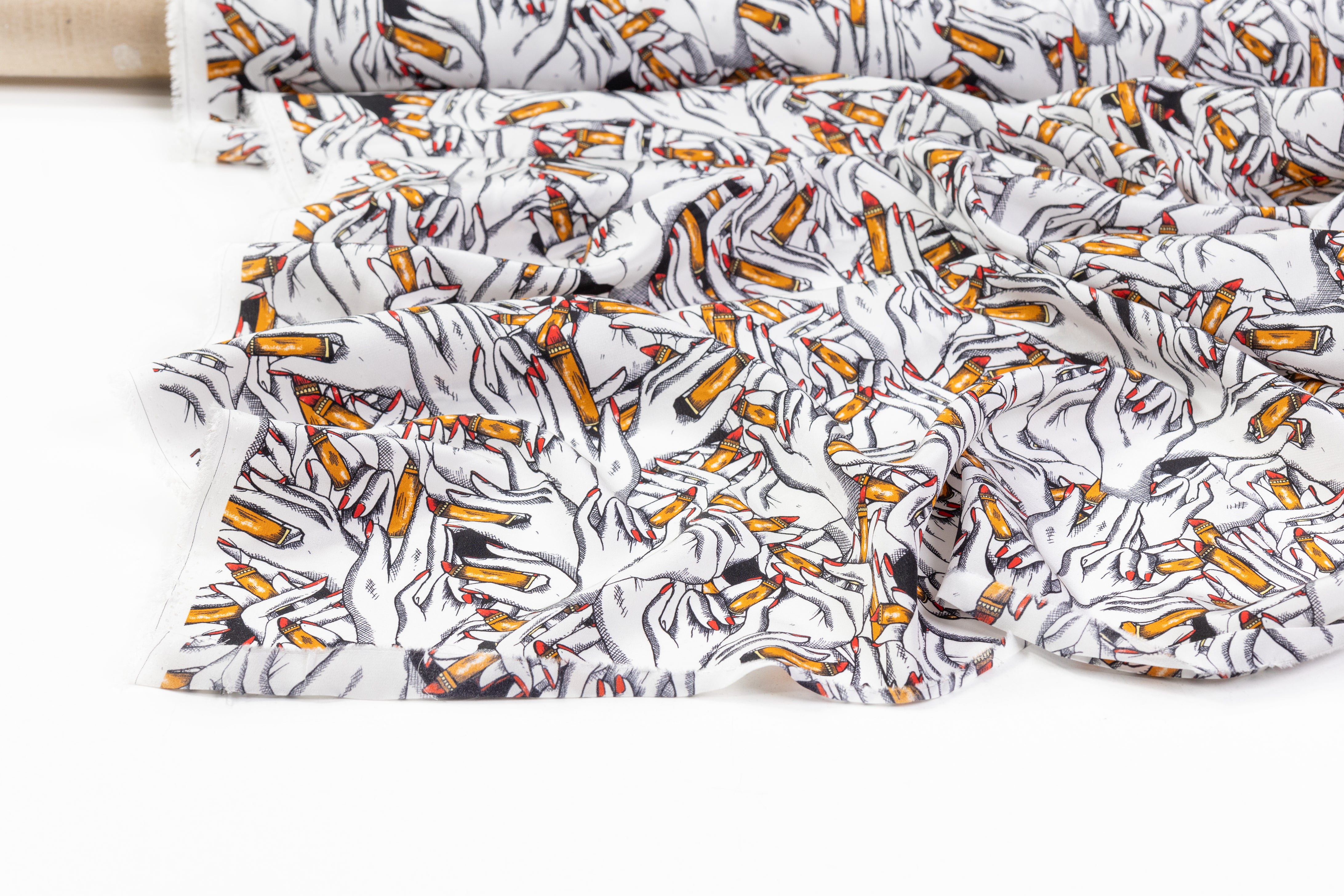 Valentino - Italian Silk Crepe de Chine - White / Black / Gold / Red