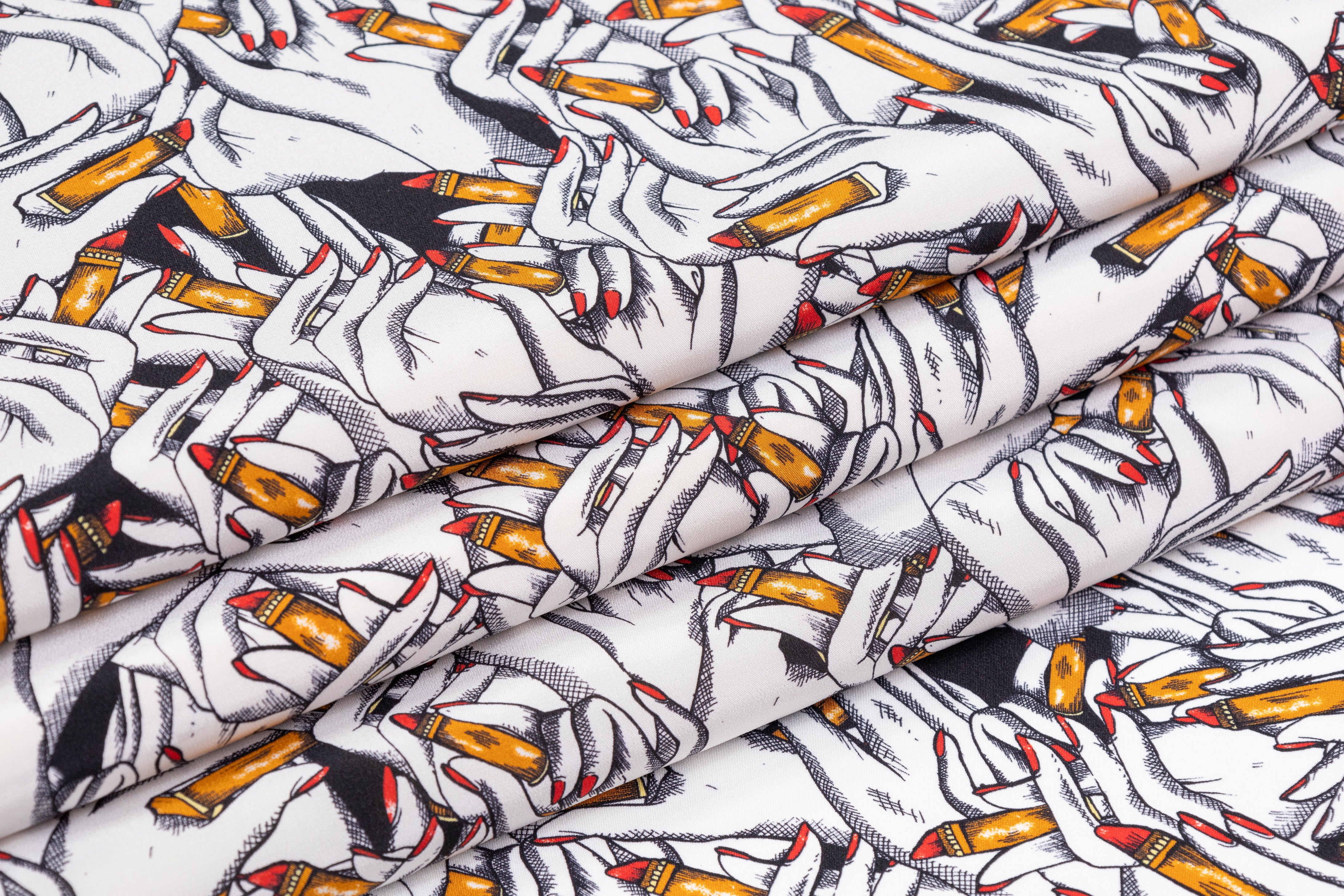 Valentino - Italian Silk Crepe de Chine - White / Black / Gold / Red