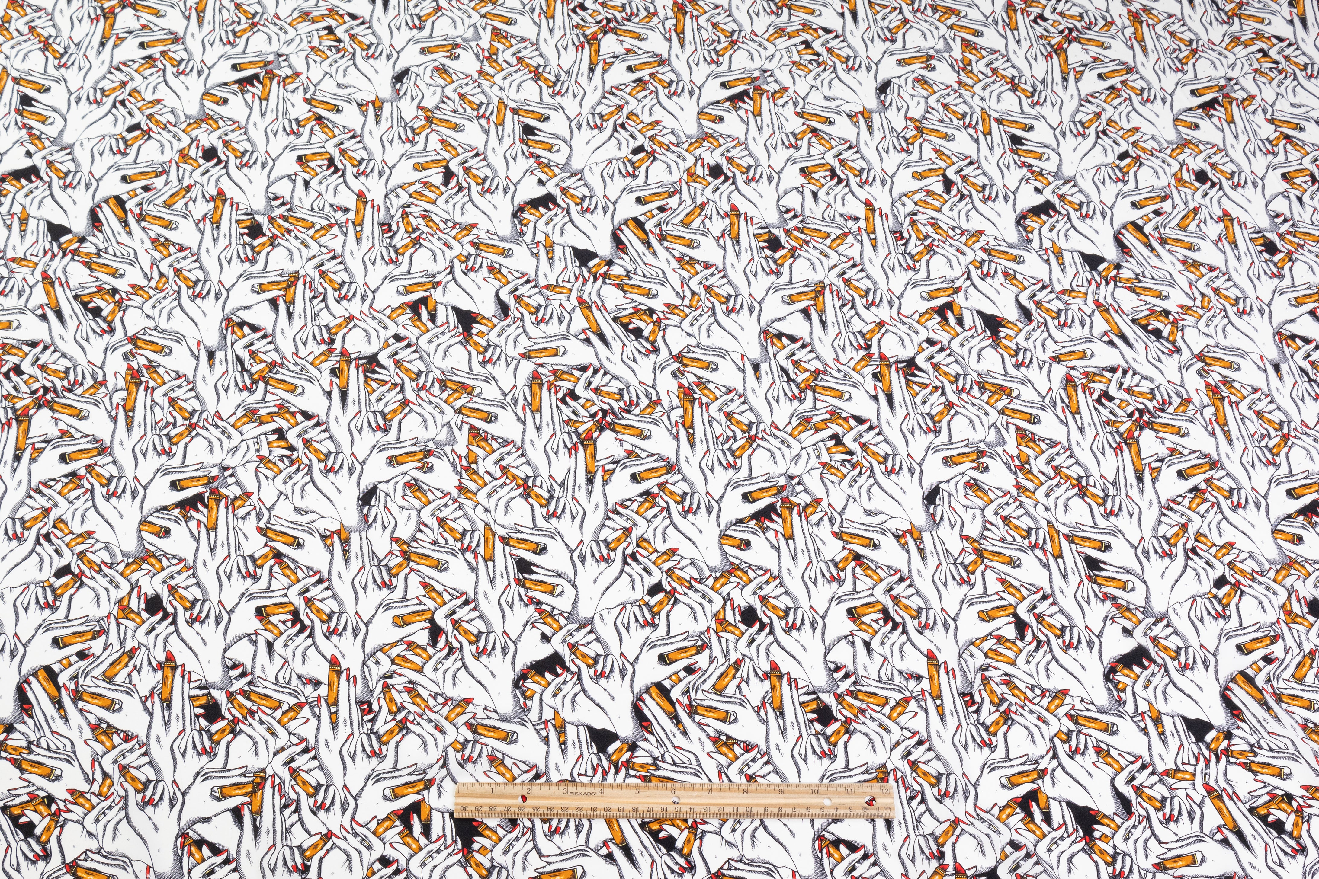 Valentino - Italian Silk Crepe de Chine - White / Black / Gold / Red