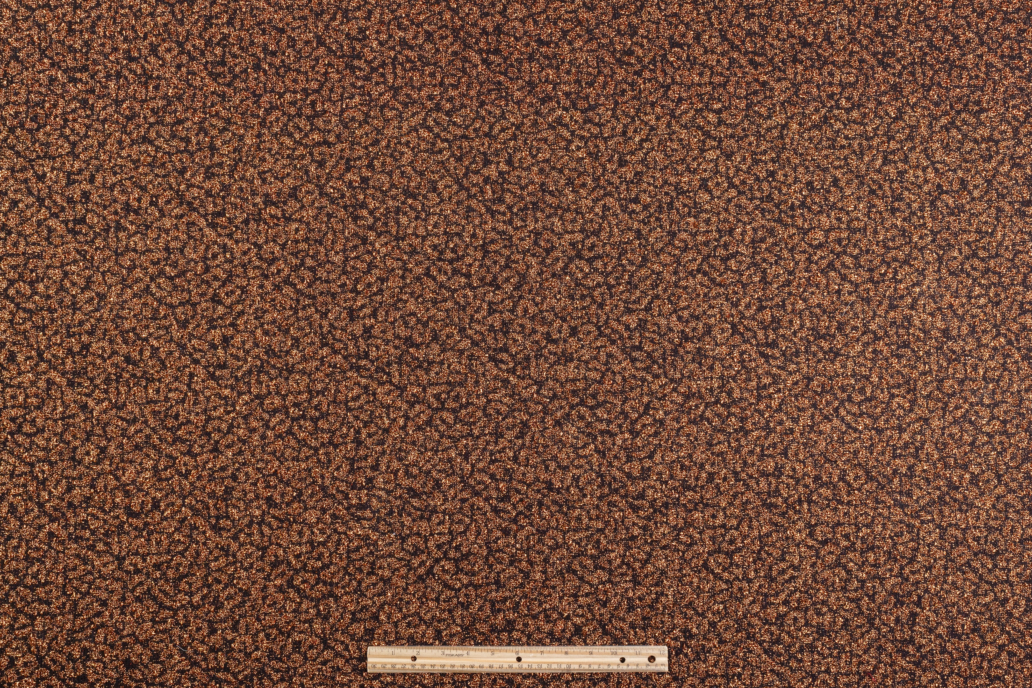 Metallic Italian Cheetah Print Tweed - Copper / Black