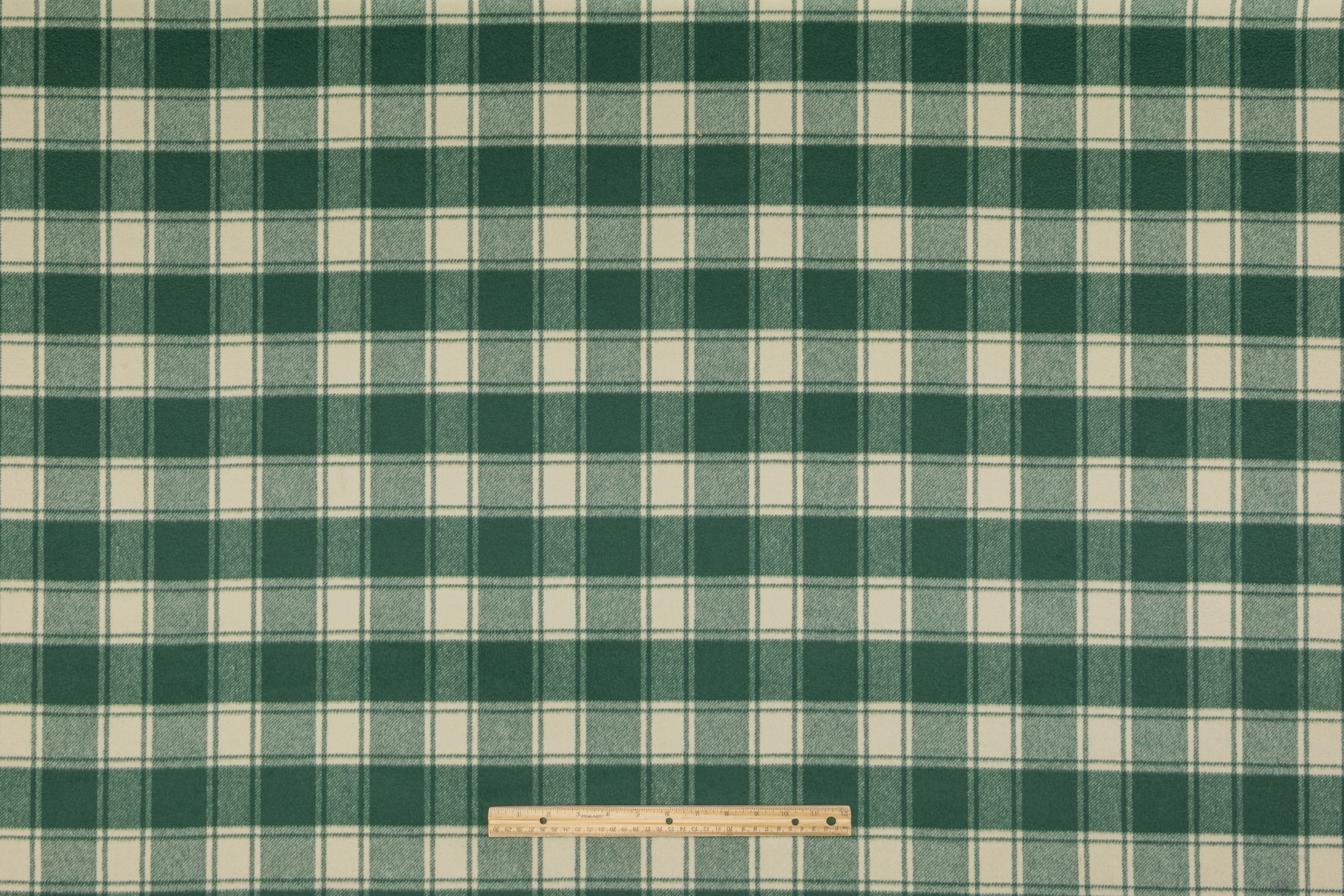 Plaid Italian Brushed Wool Coating - Green
