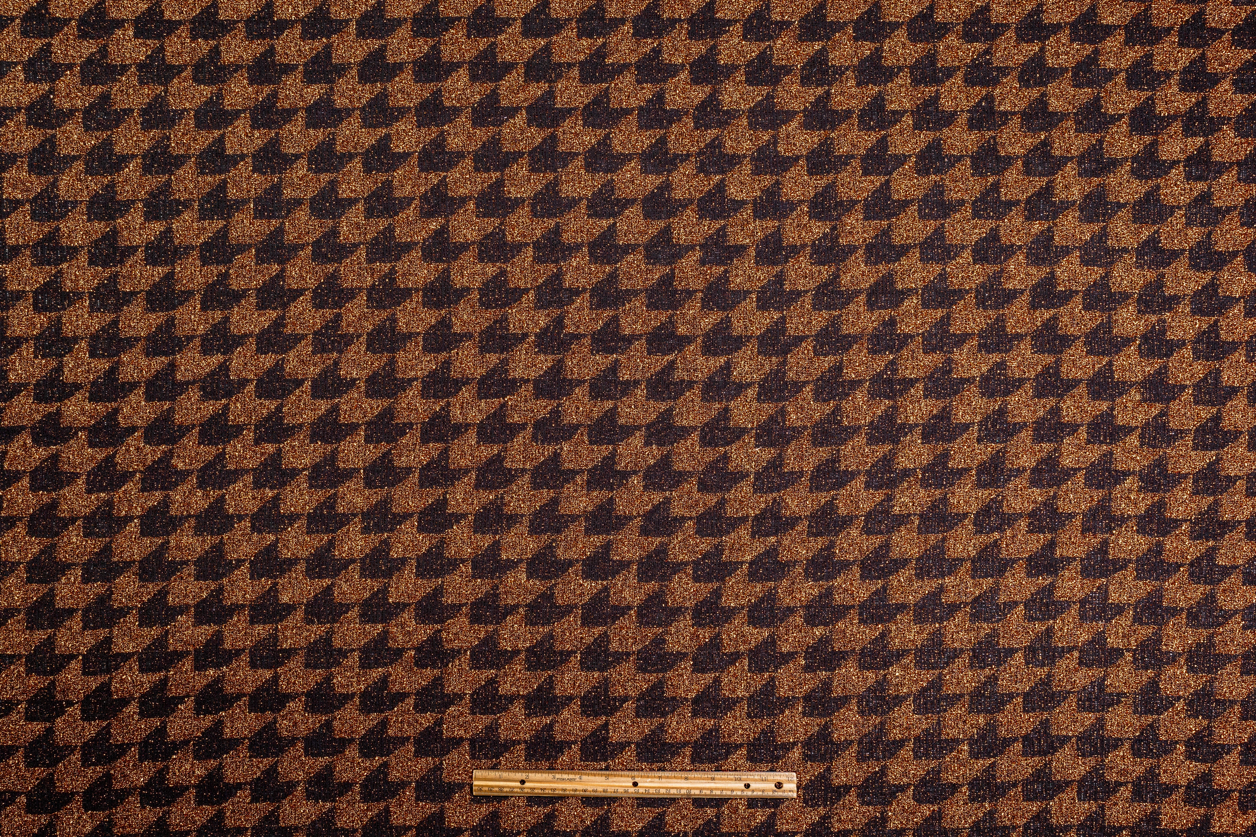 Metallic Italian Dogtooth Tweed - Copper / Black
