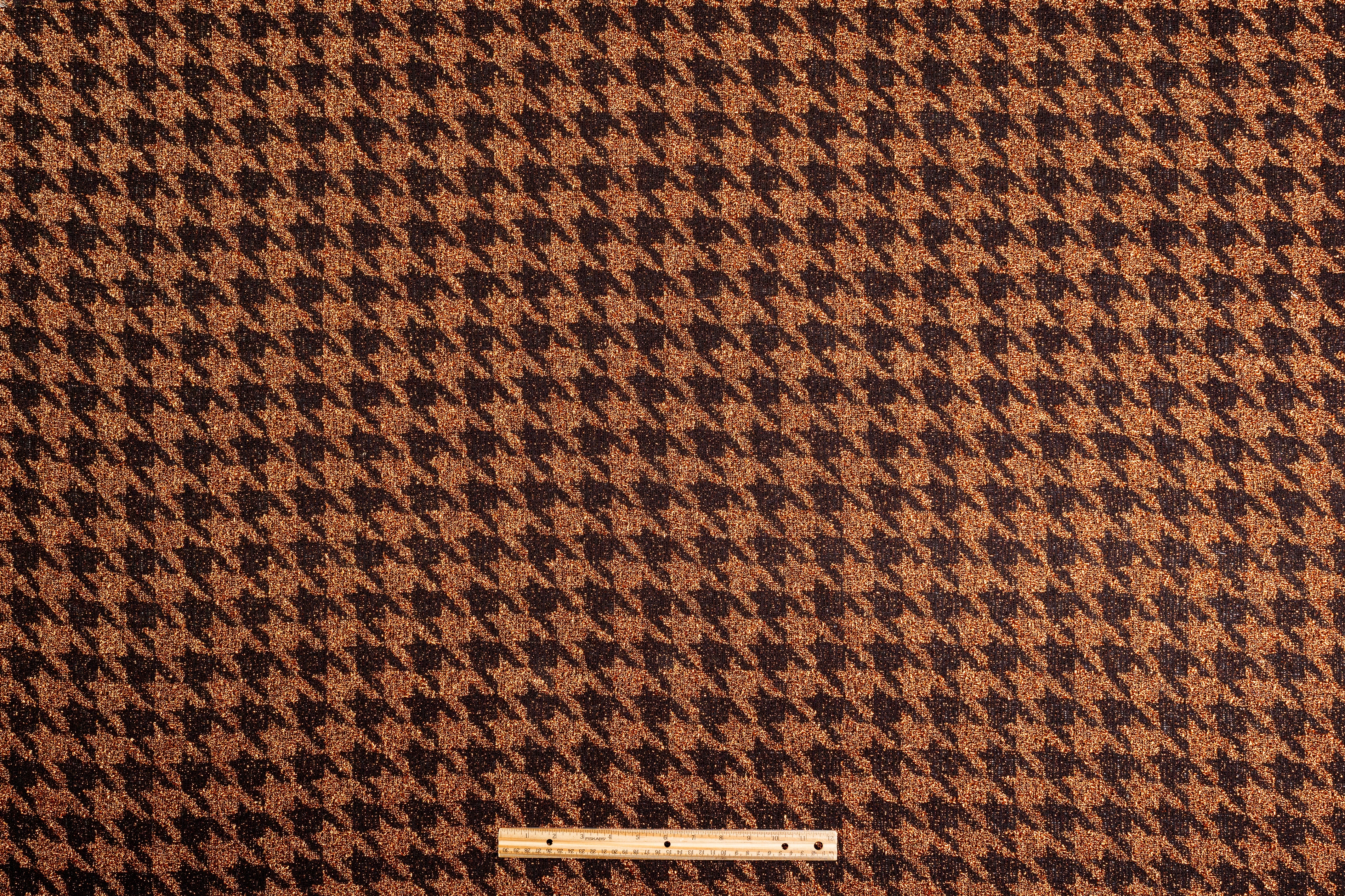 Metallic Italian Houndstooth Tweed - Copper / Black