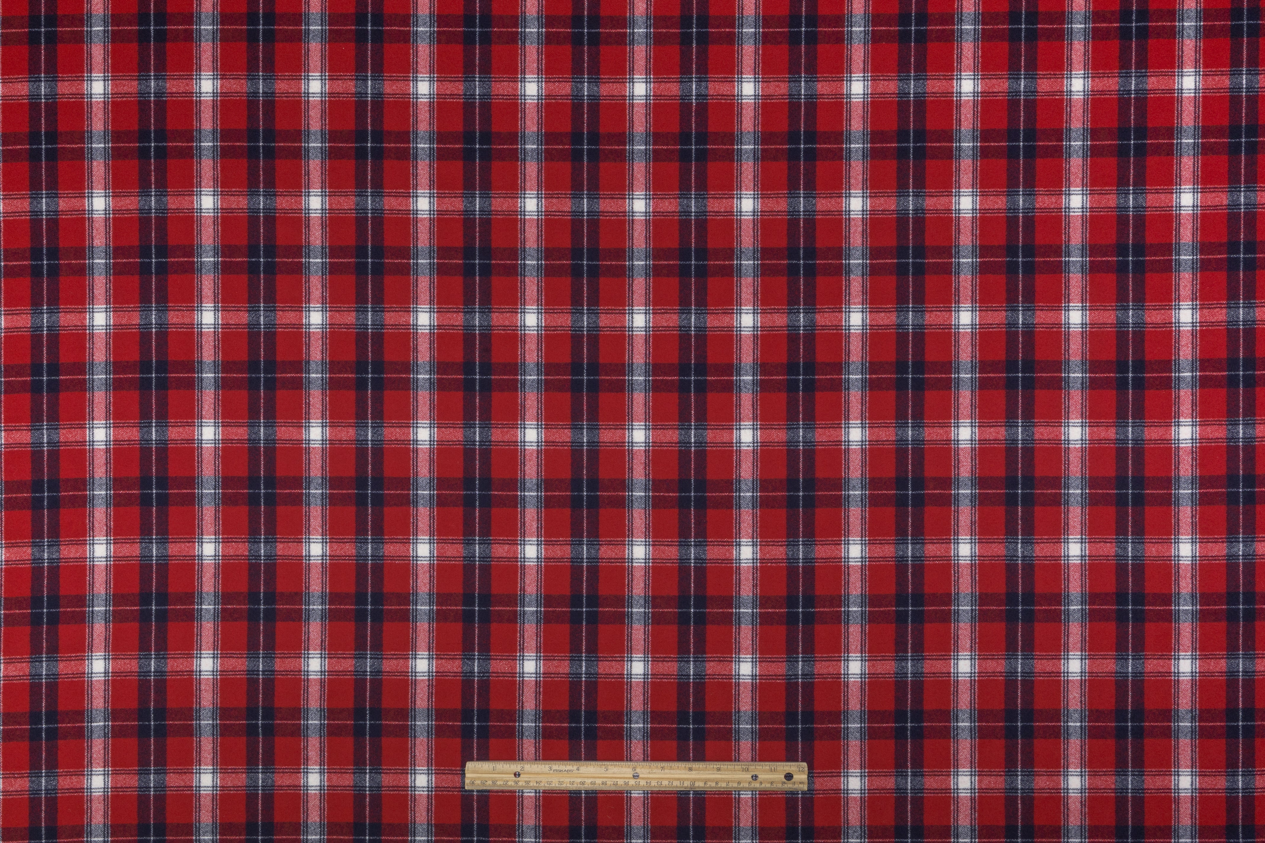 Plaid Italian Wool Suiting - Red / Navy