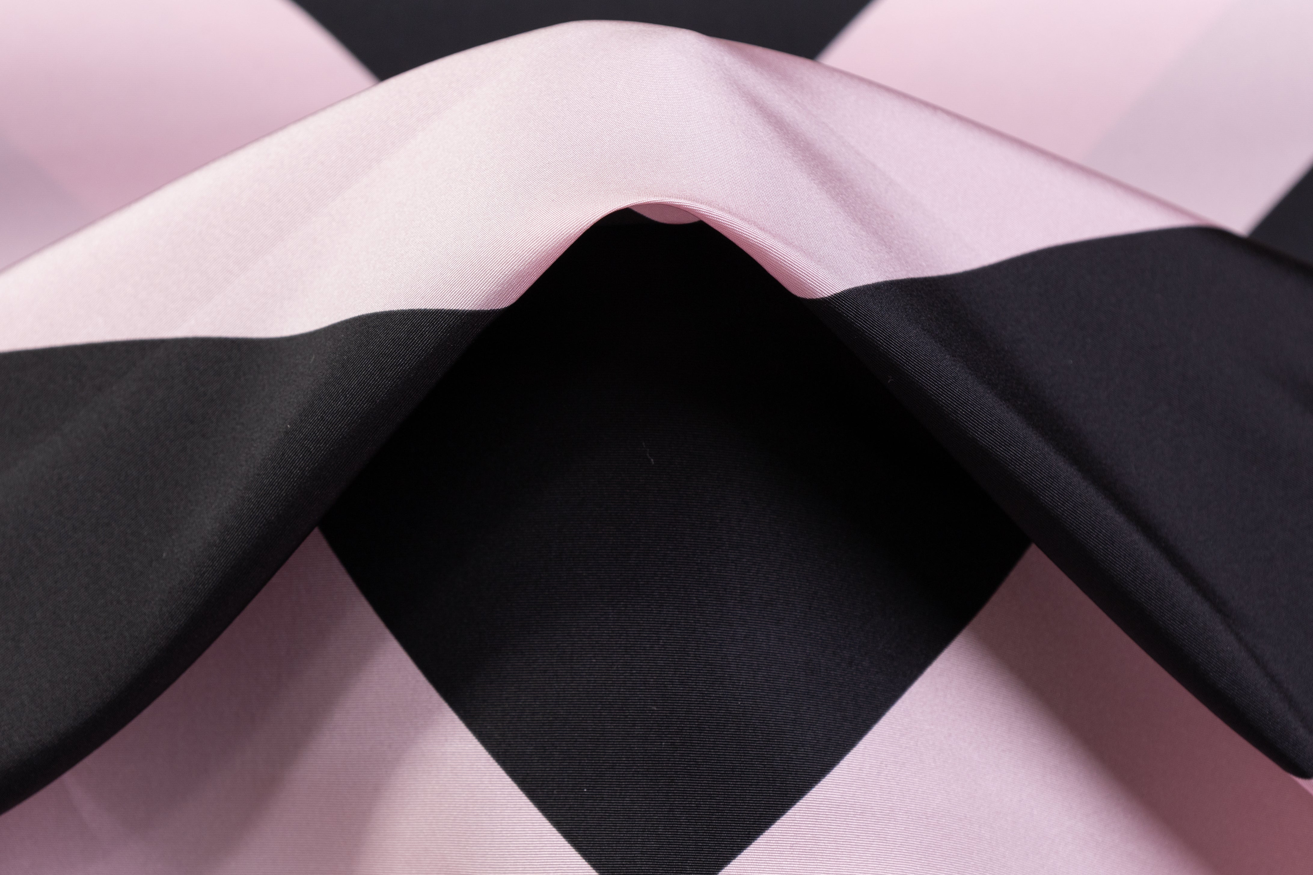 Chevron Italian Silk Faille - Pink / Black