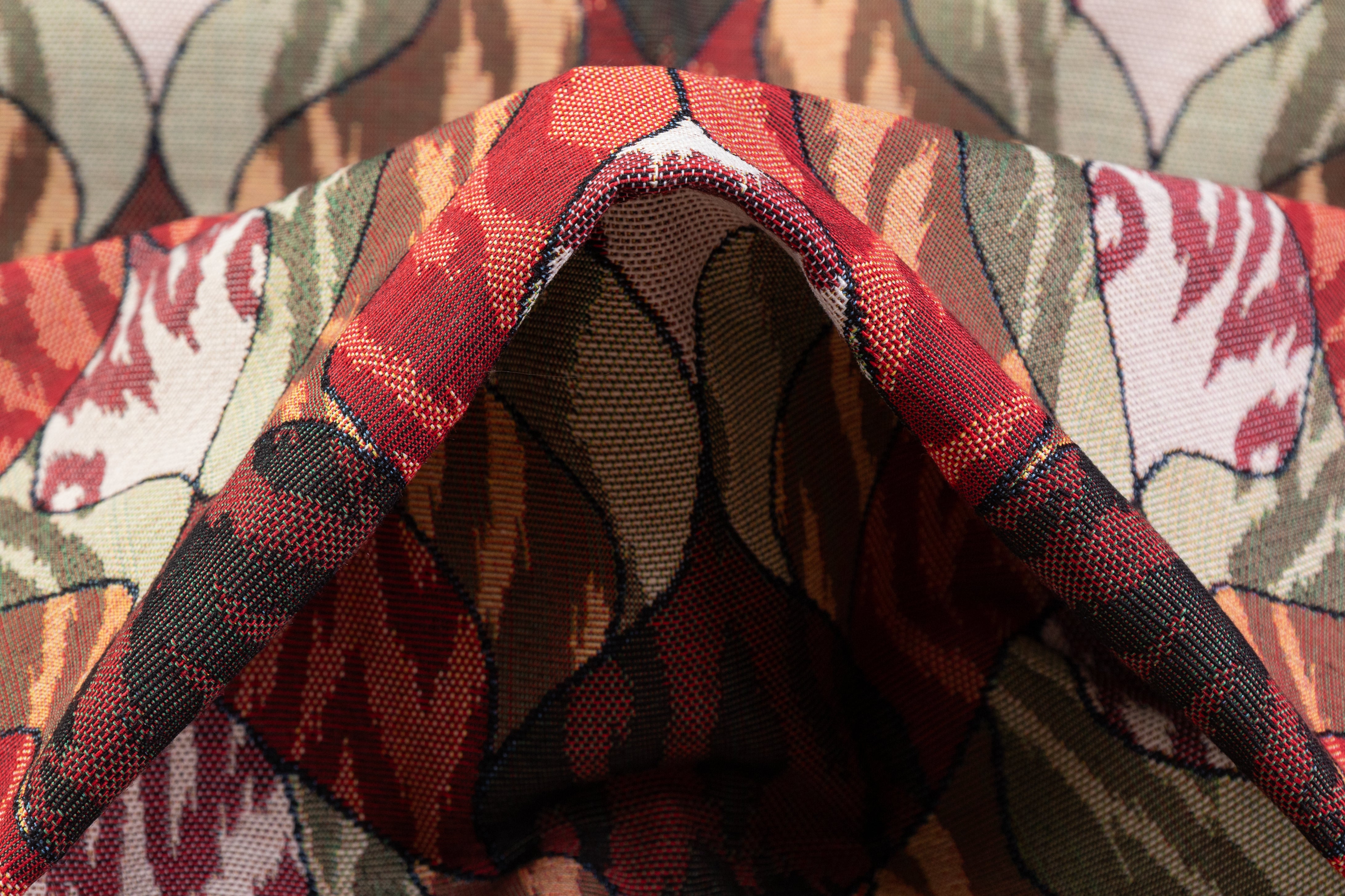 Italian Tapestry Brocade - Red / Sage / Brown