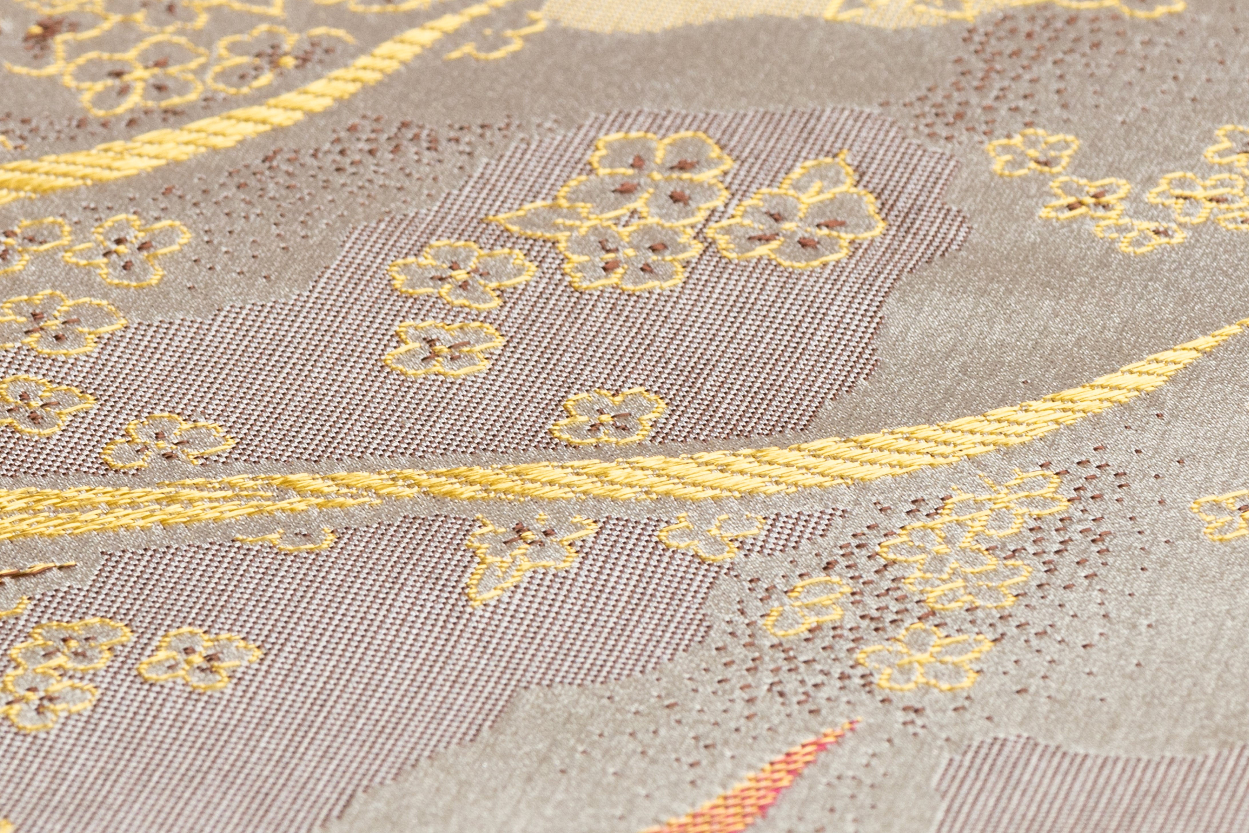 Metallic Silk Blend Brocade - Gold / Pink