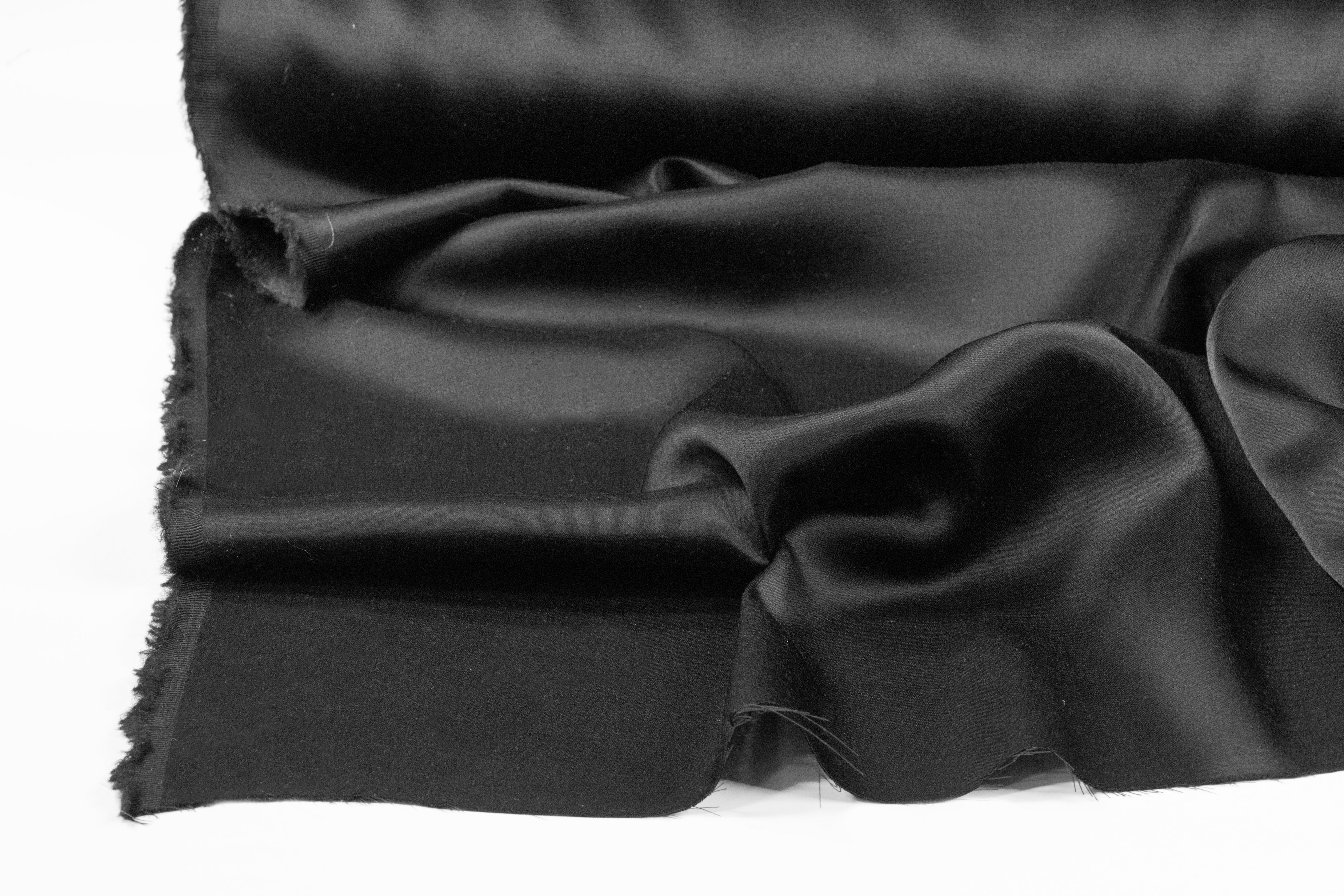 Double Faced Italian Acetate Wool Satin - Black