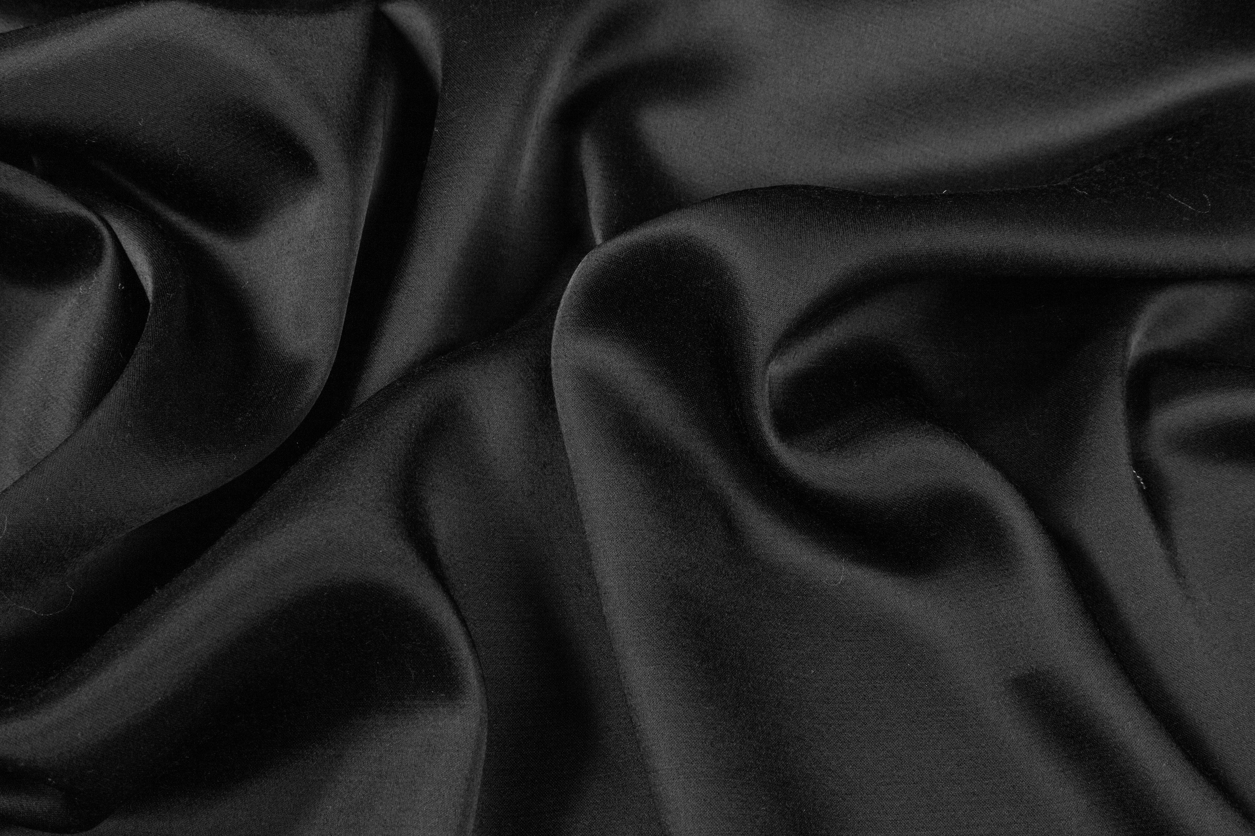 Double Faced Italian Acetate Wool Satin - Black