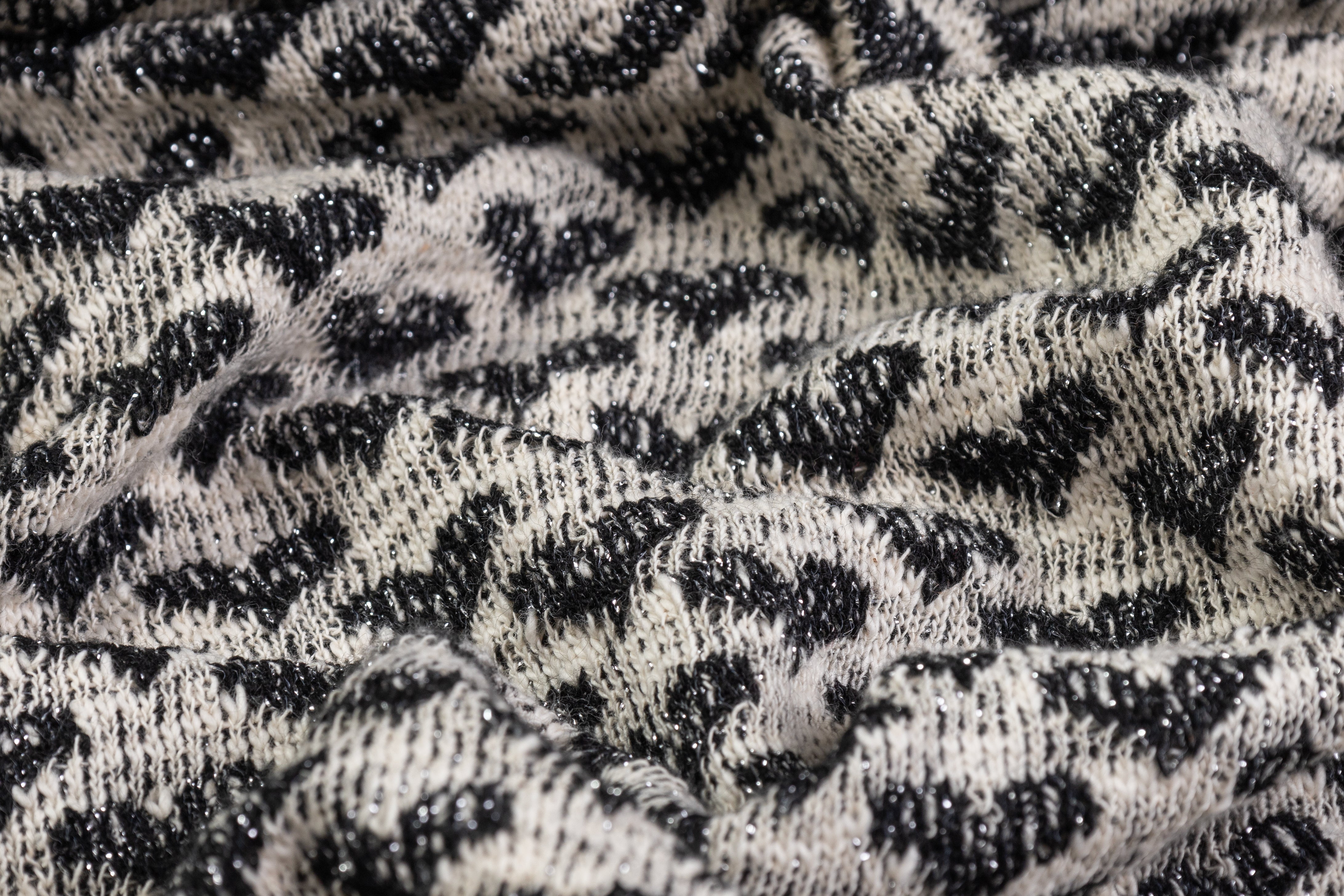 Valentino - Metallic Hearts Cotton Knit - Black / Off White / Silver