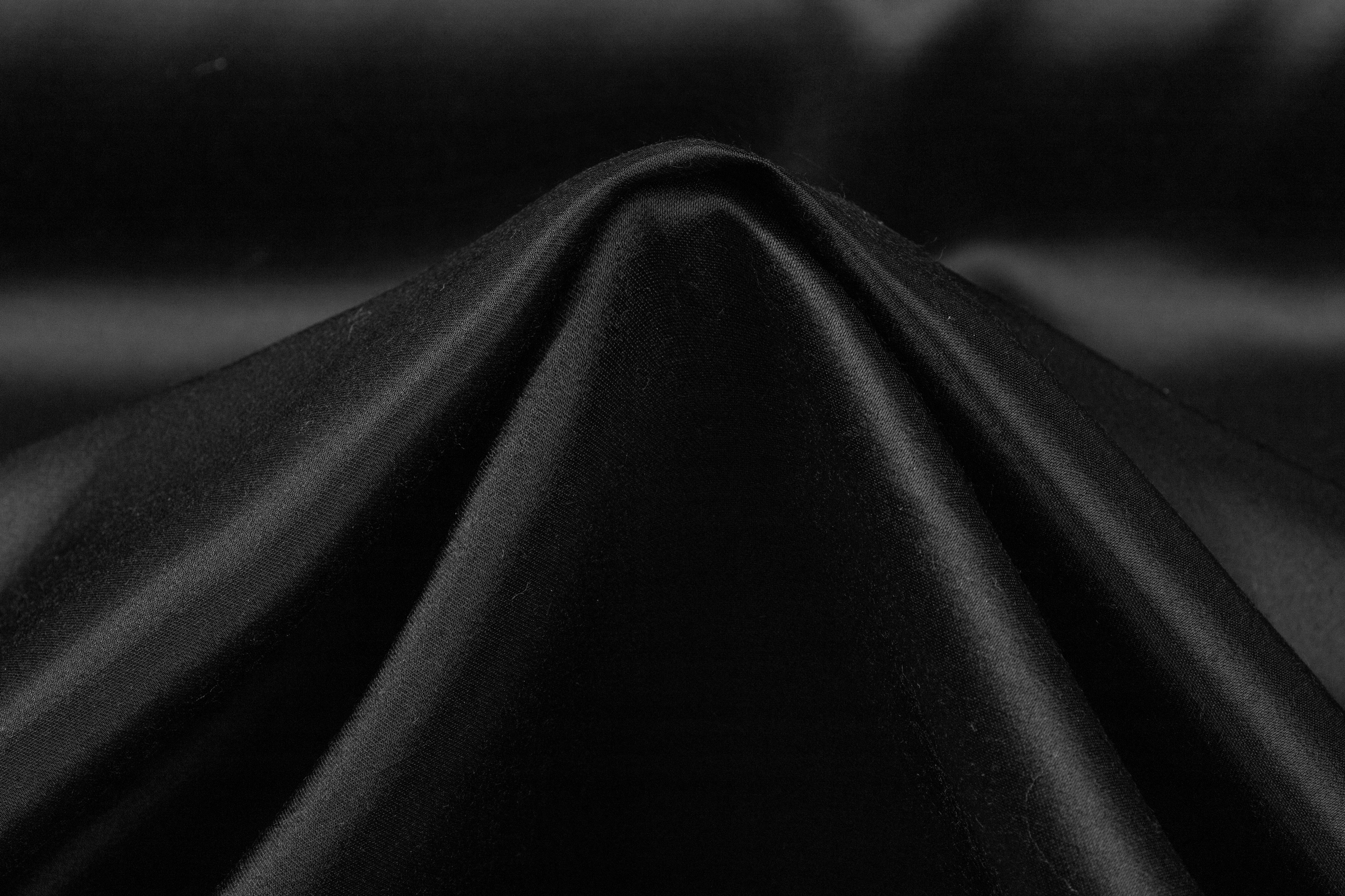 Double Faced Italian Acetate Wool Satin - Black