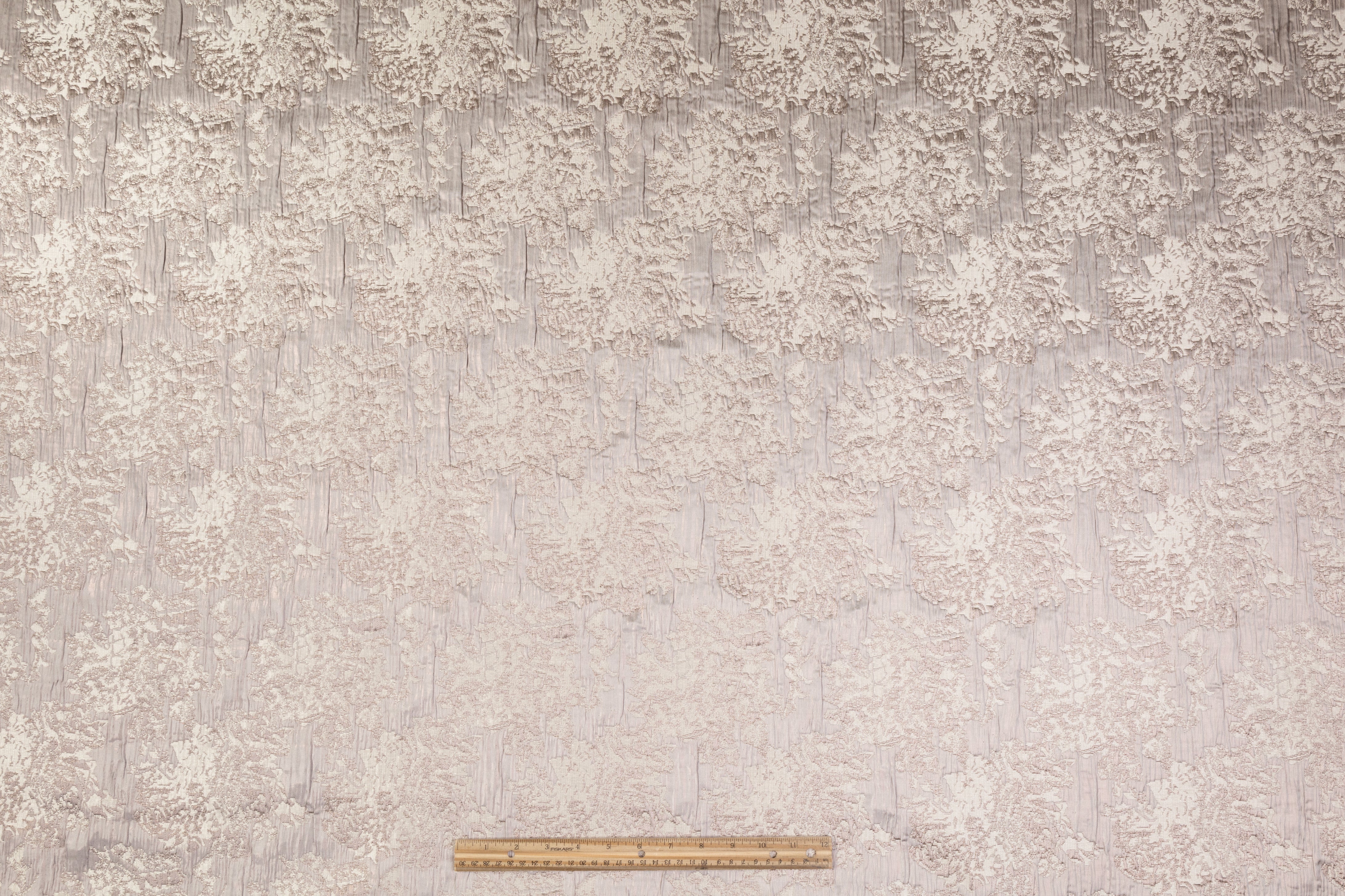 Abstract Crinkled Metallic Brocade - Platinum Gray