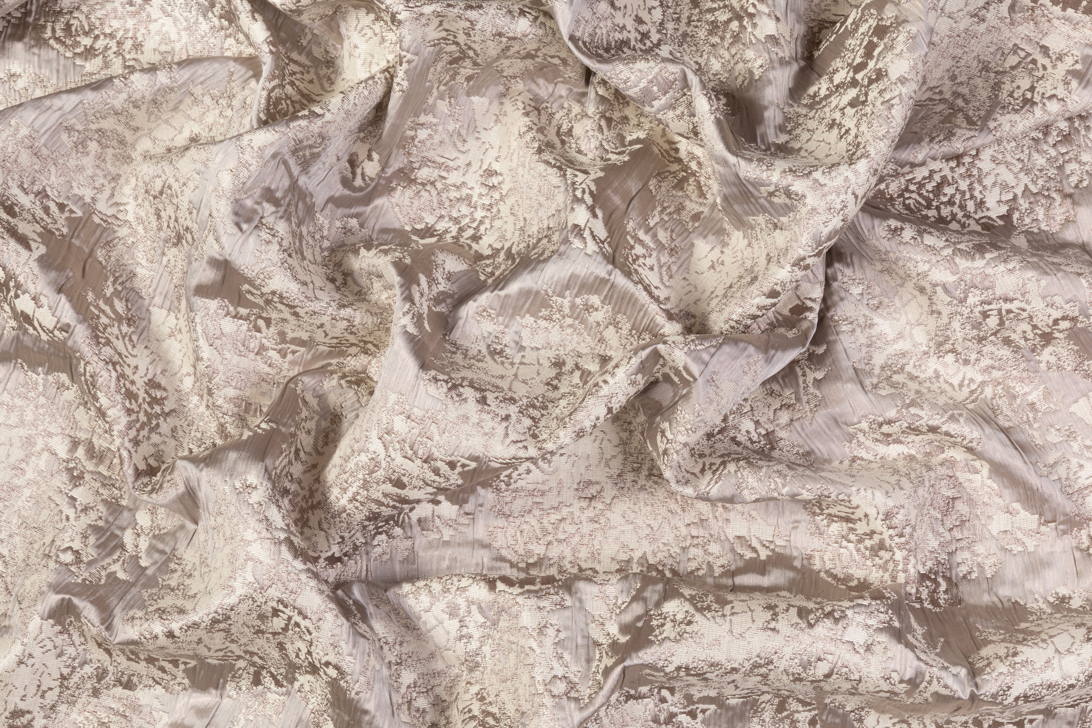Abstract Crinkled Metallic Brocade - Platinum Gray