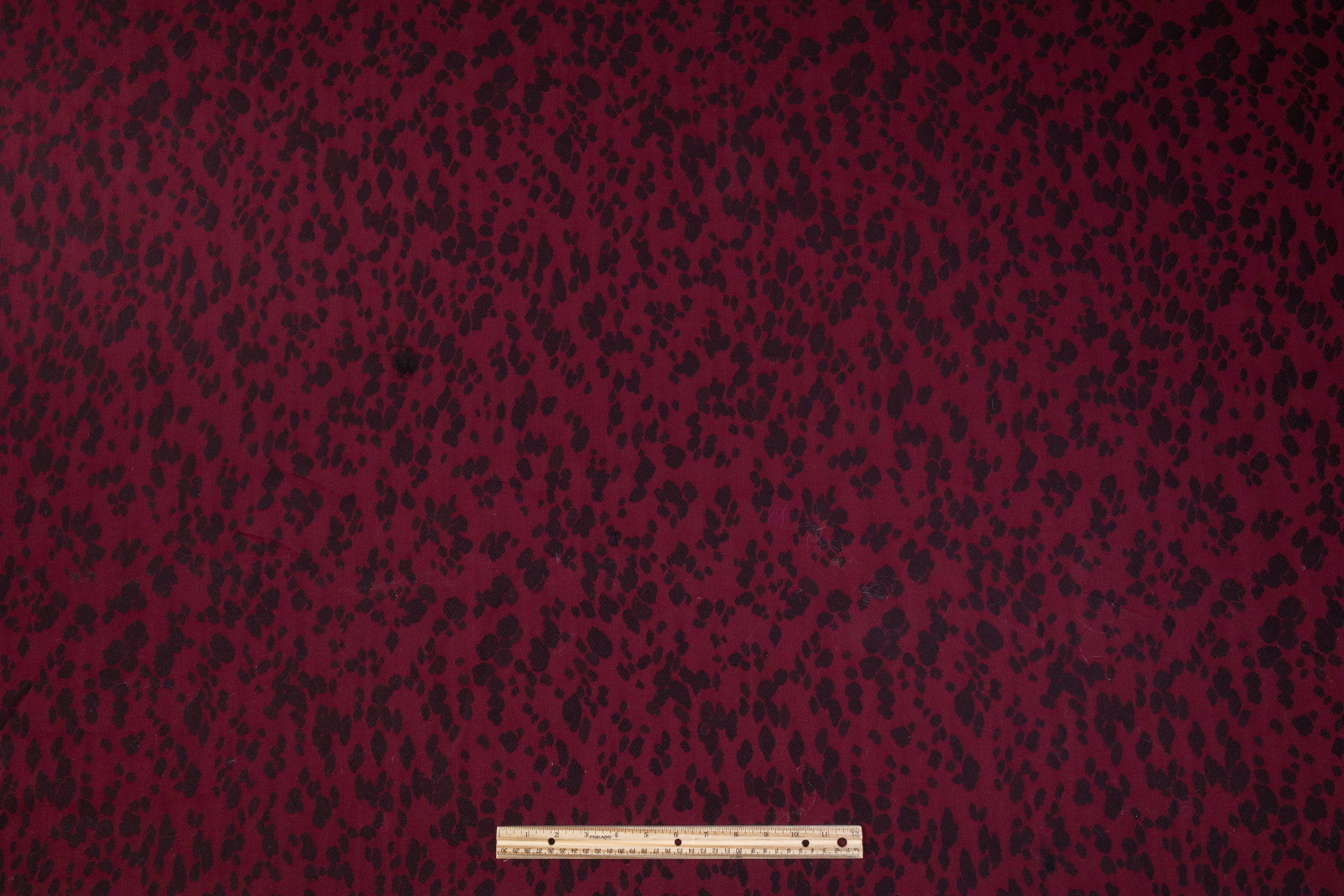 Cheetah Design Italian Cotton Brocade - Burgundy / Black