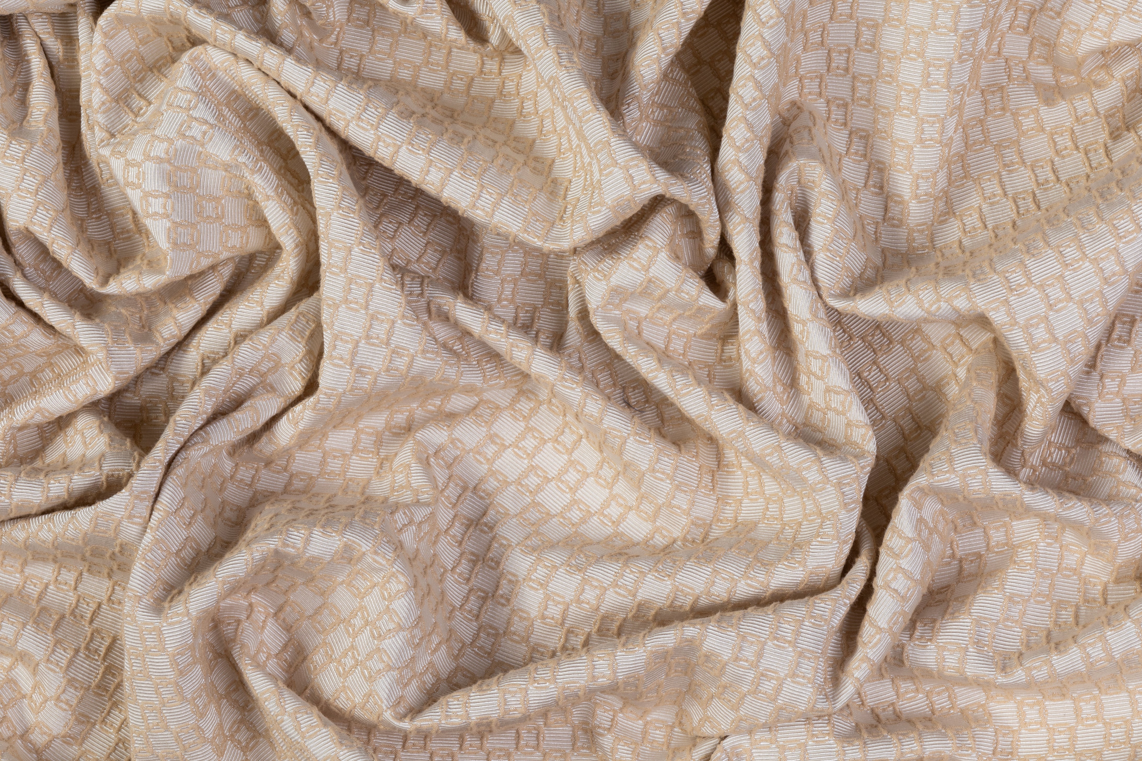 Geometric Poly Cotton Brocade - Beige