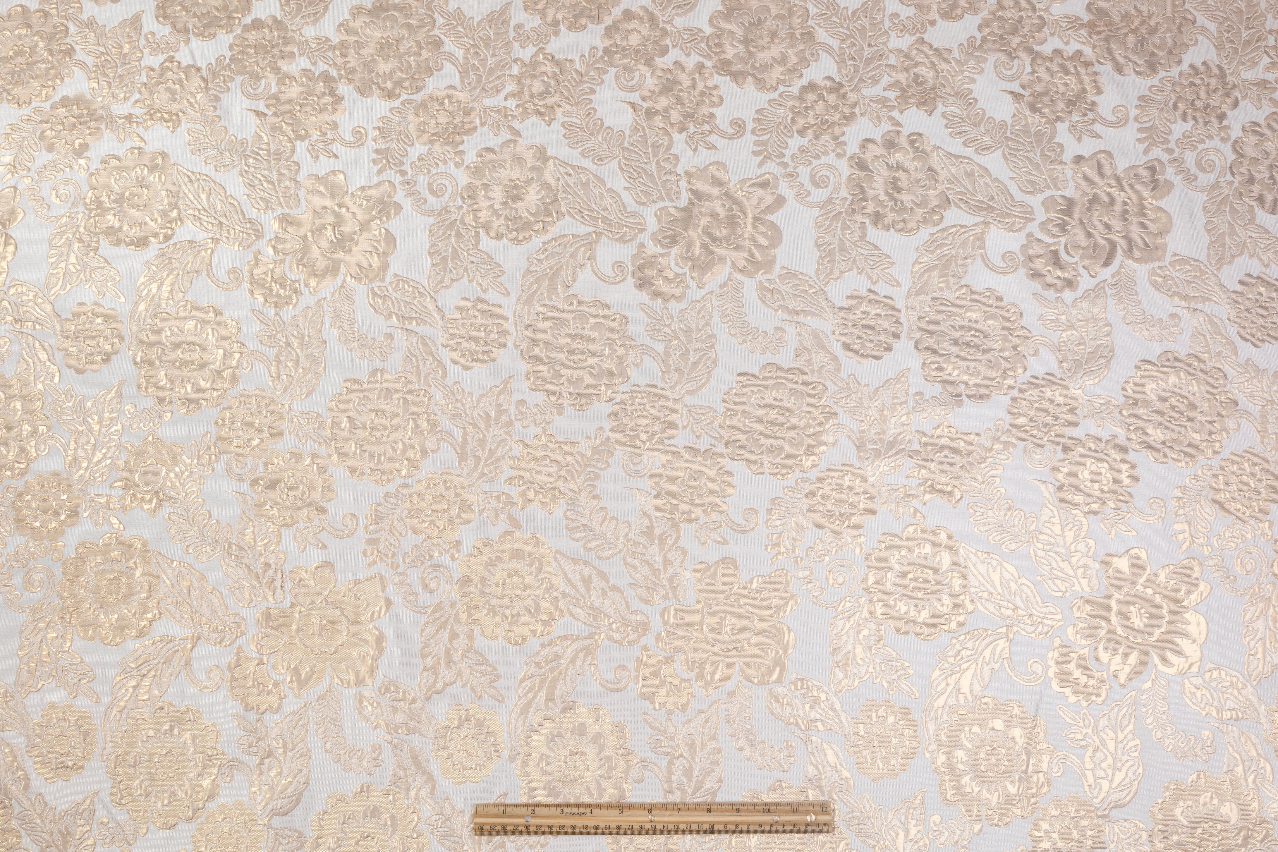 Floral Metallic Brocade - Beige