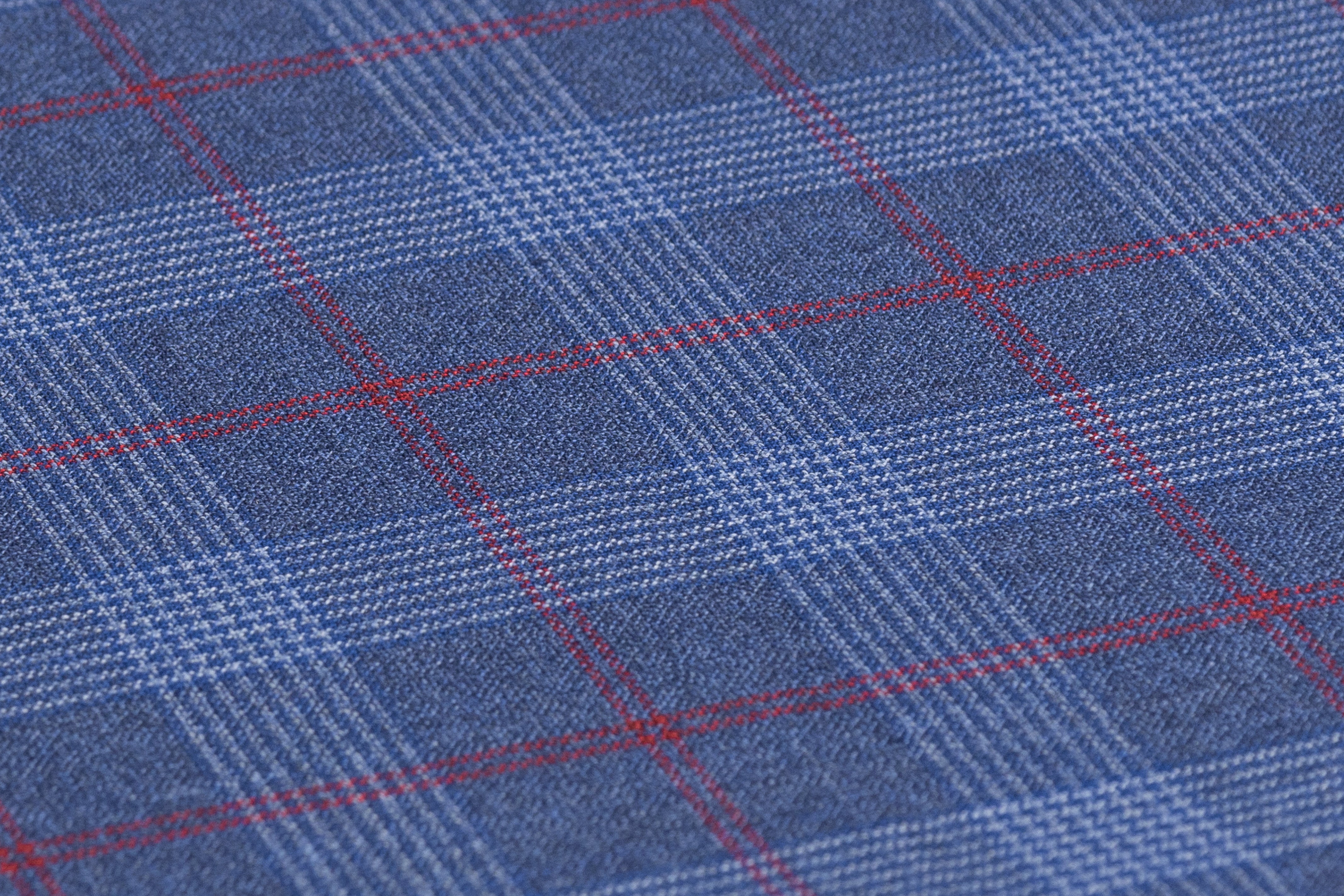 Guabello - Checked Italian Wool Suiting - Blue / Red