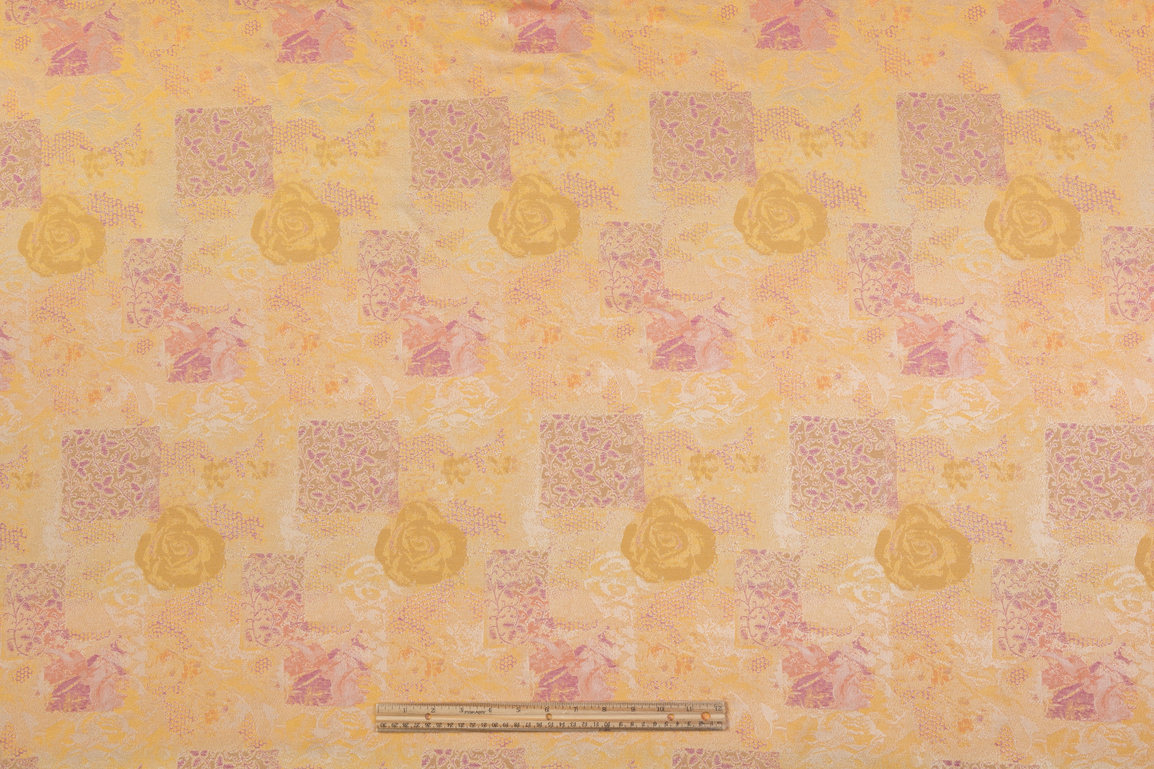 Patch Design Floral Italian Brocade - Yellow / Purple