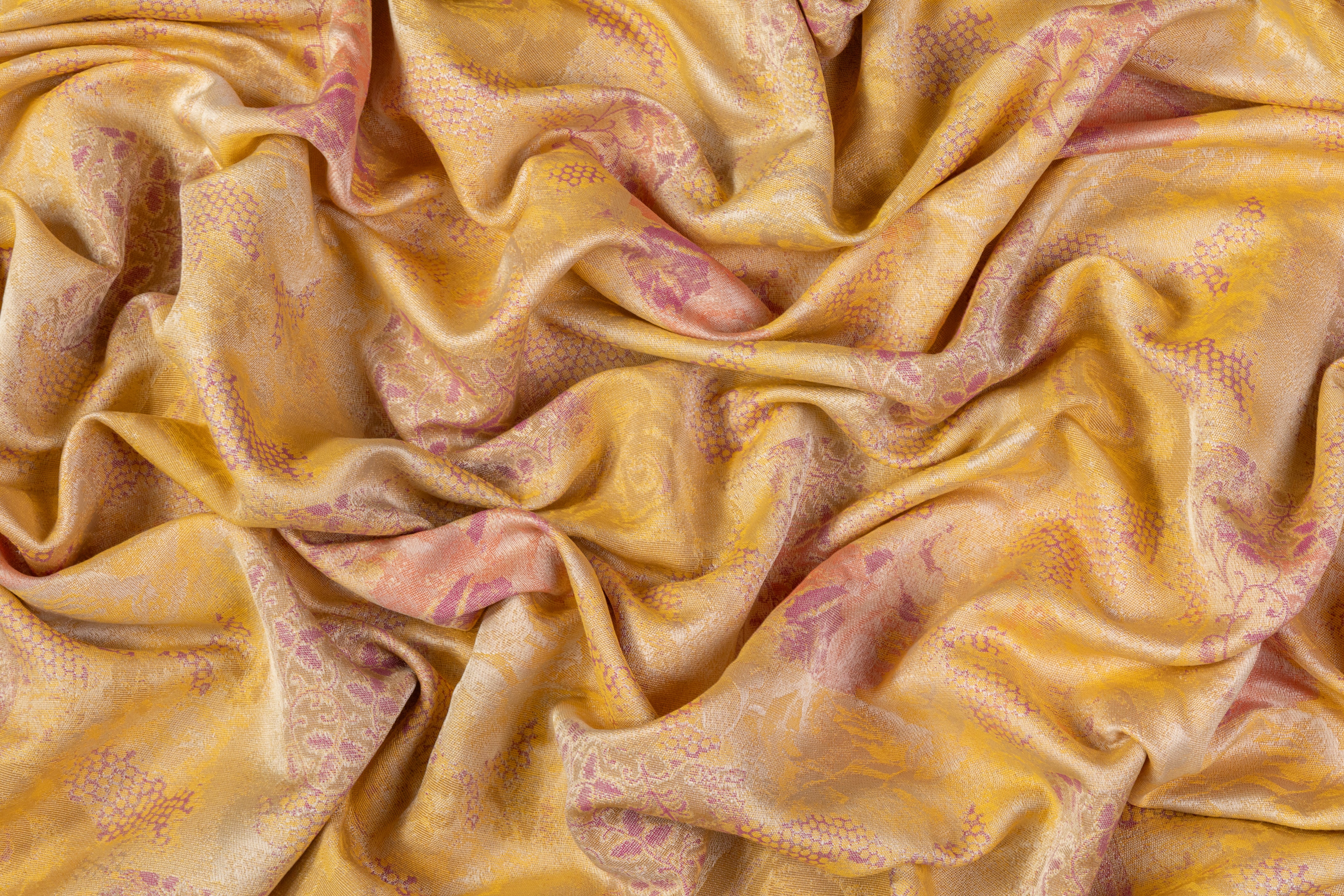 Patch Design Floral Italian Brocade - Yellow / Purple