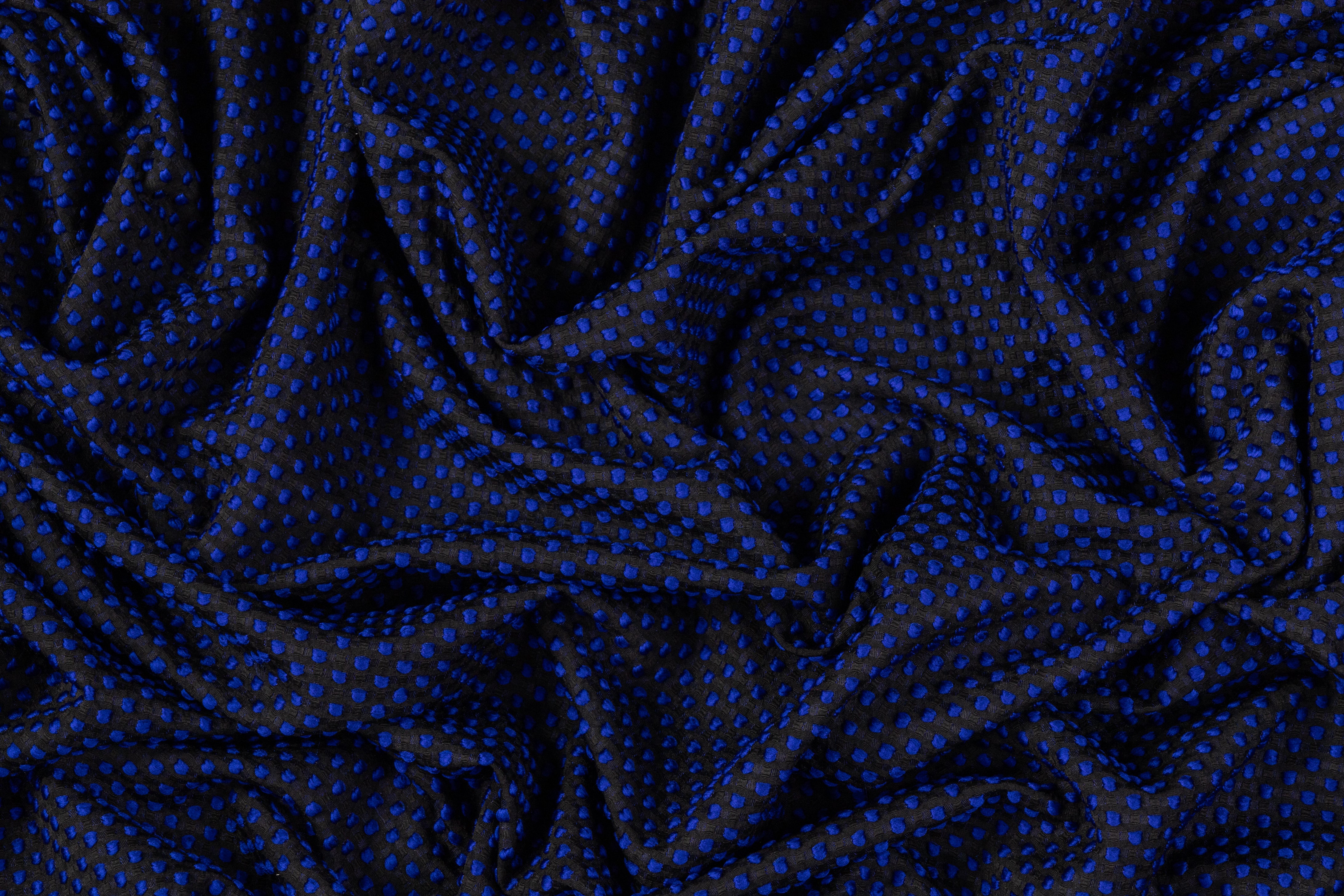 Dotted Brocade - Blue / Black