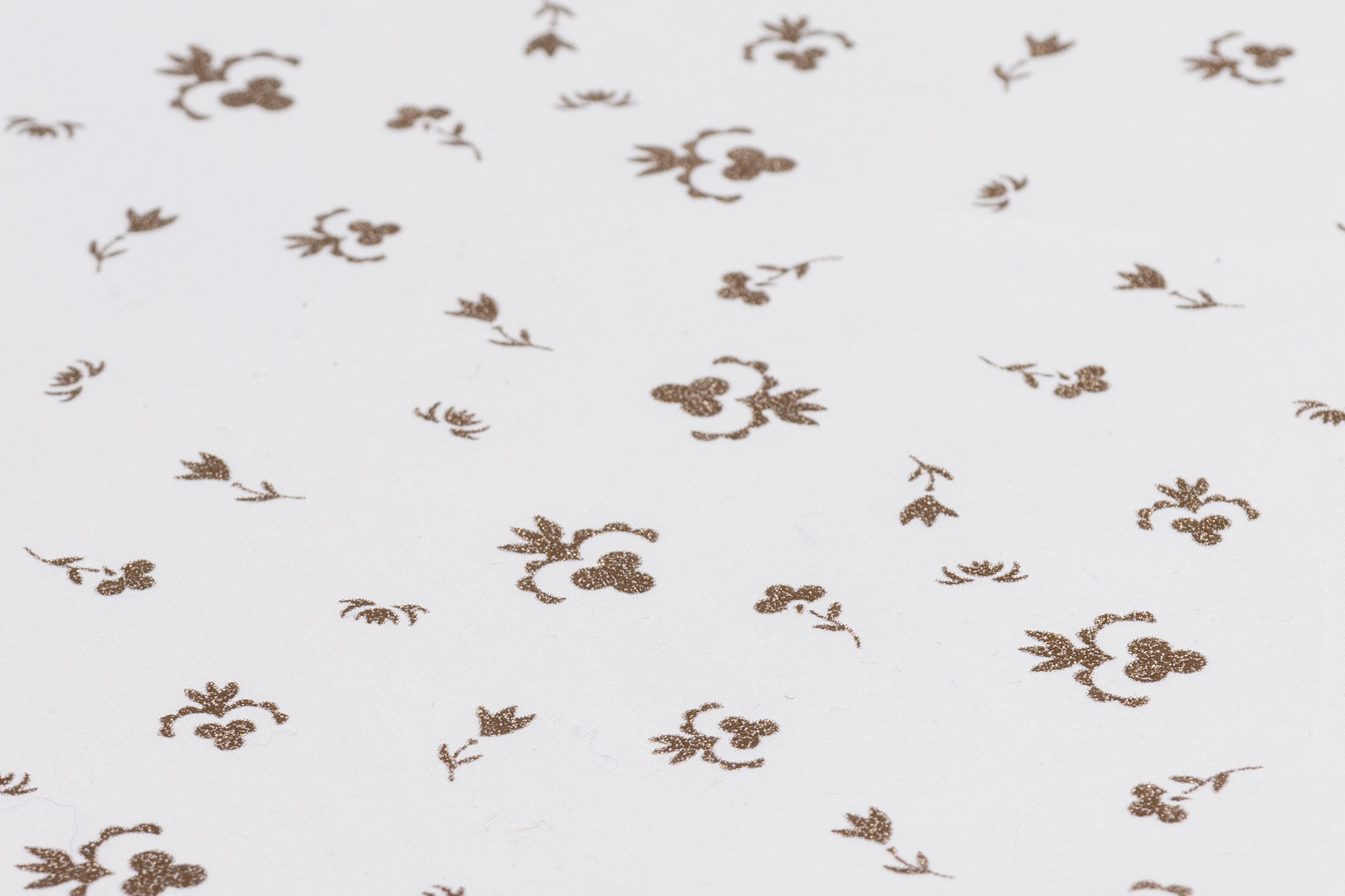 Floral Laminated Cotton Shirting - White / Gold