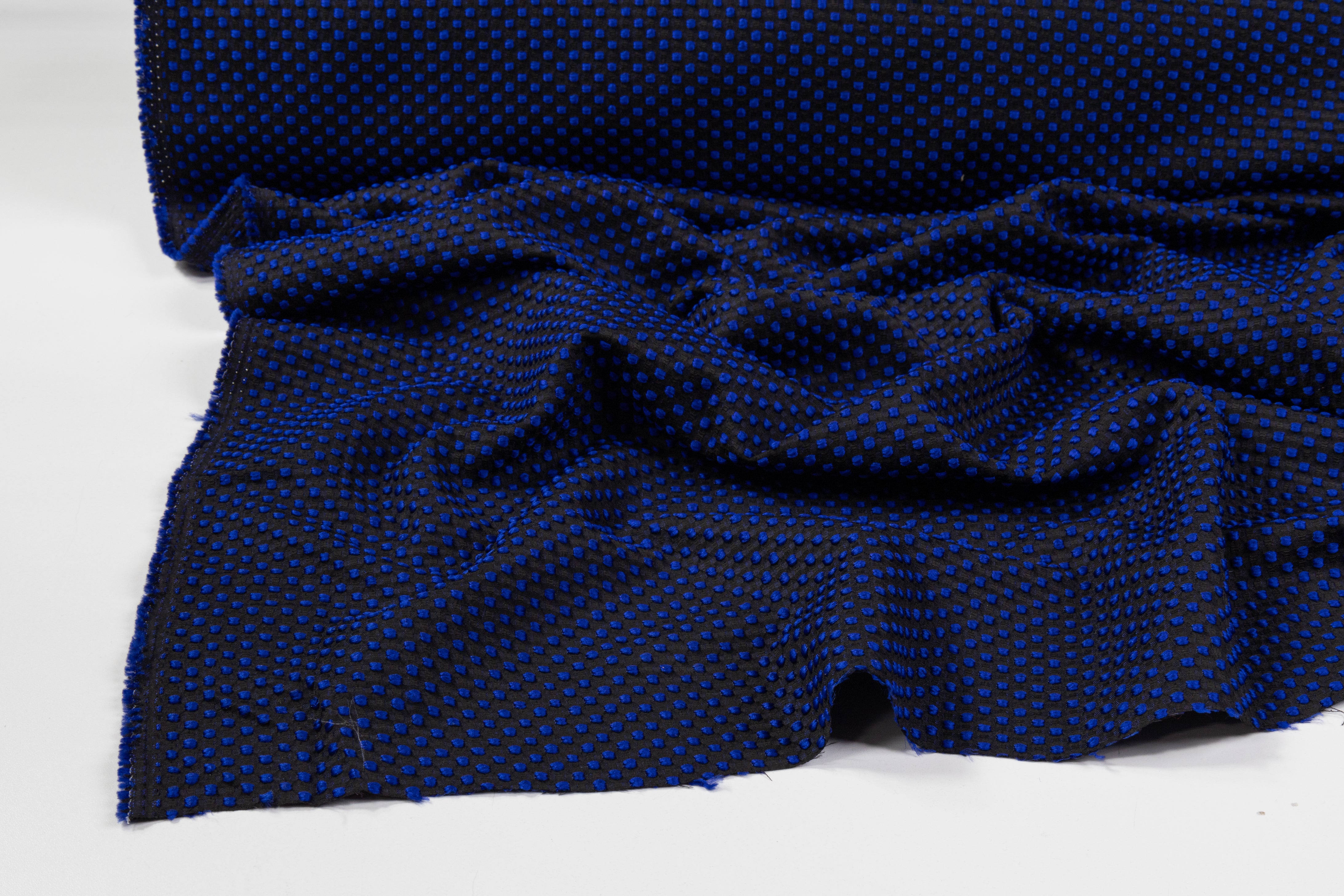 Dotted Brocade - Blue / Black