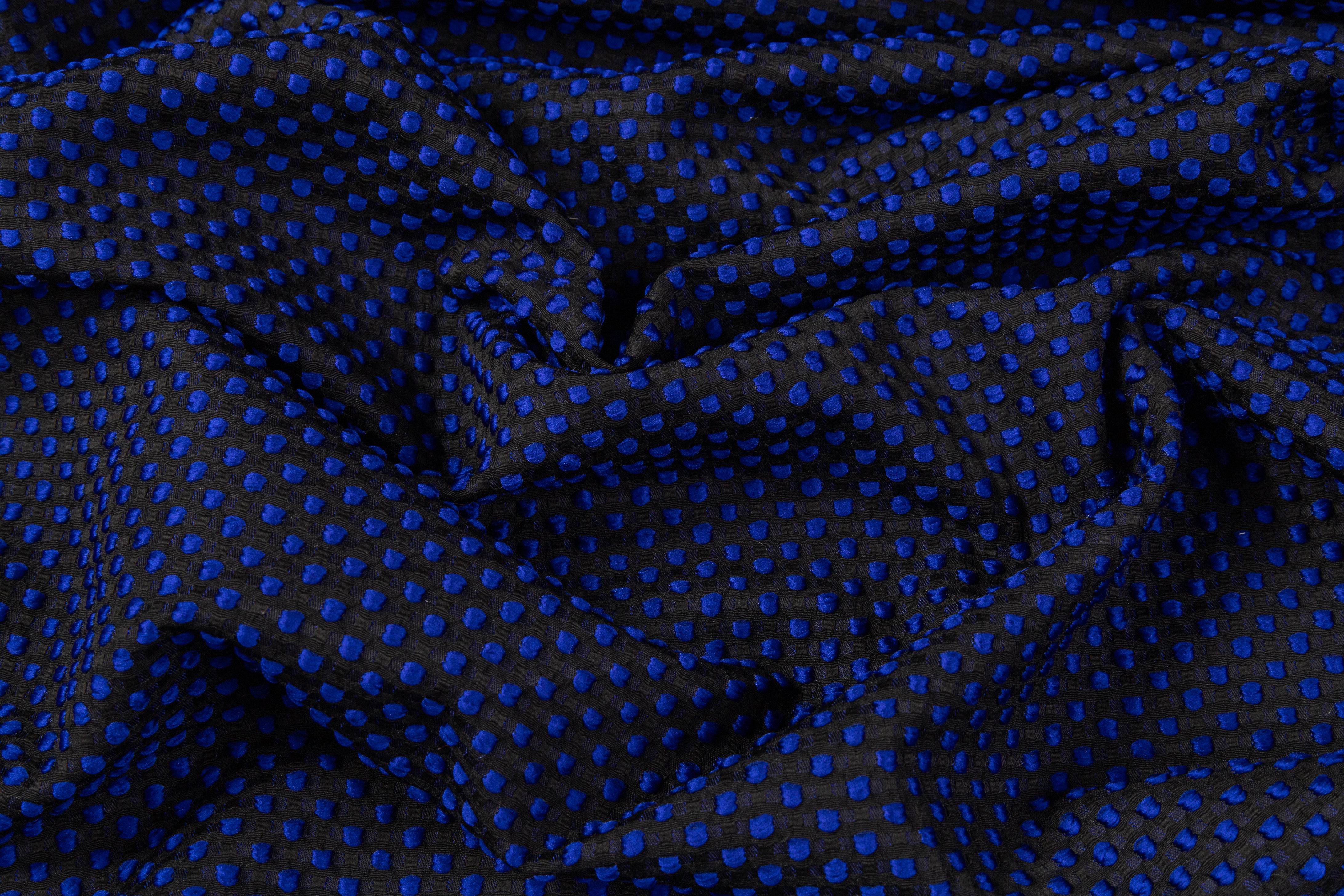 Dotted Brocade - Blue / Black