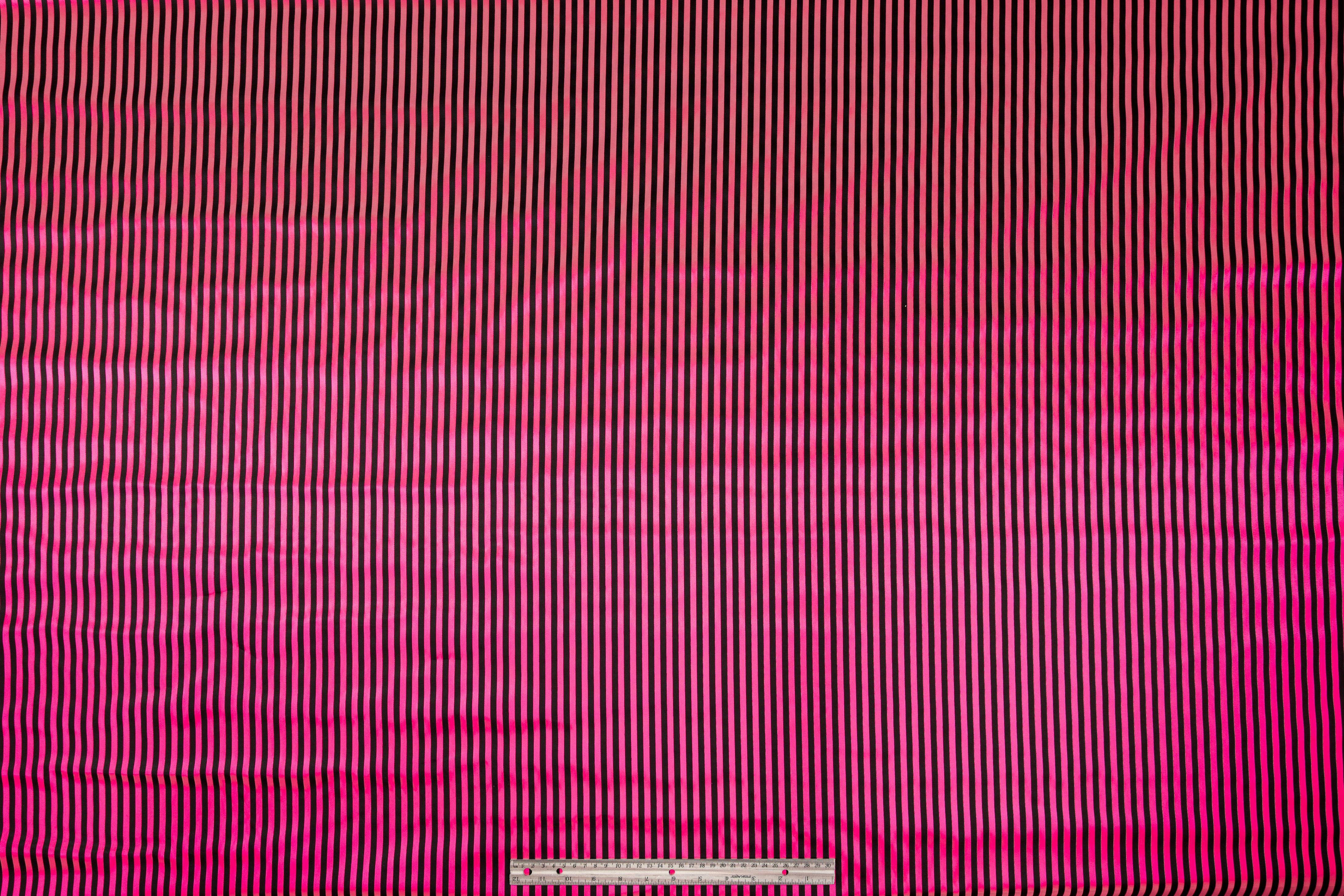 Striped Poly Acetate Satin - Pink and Black