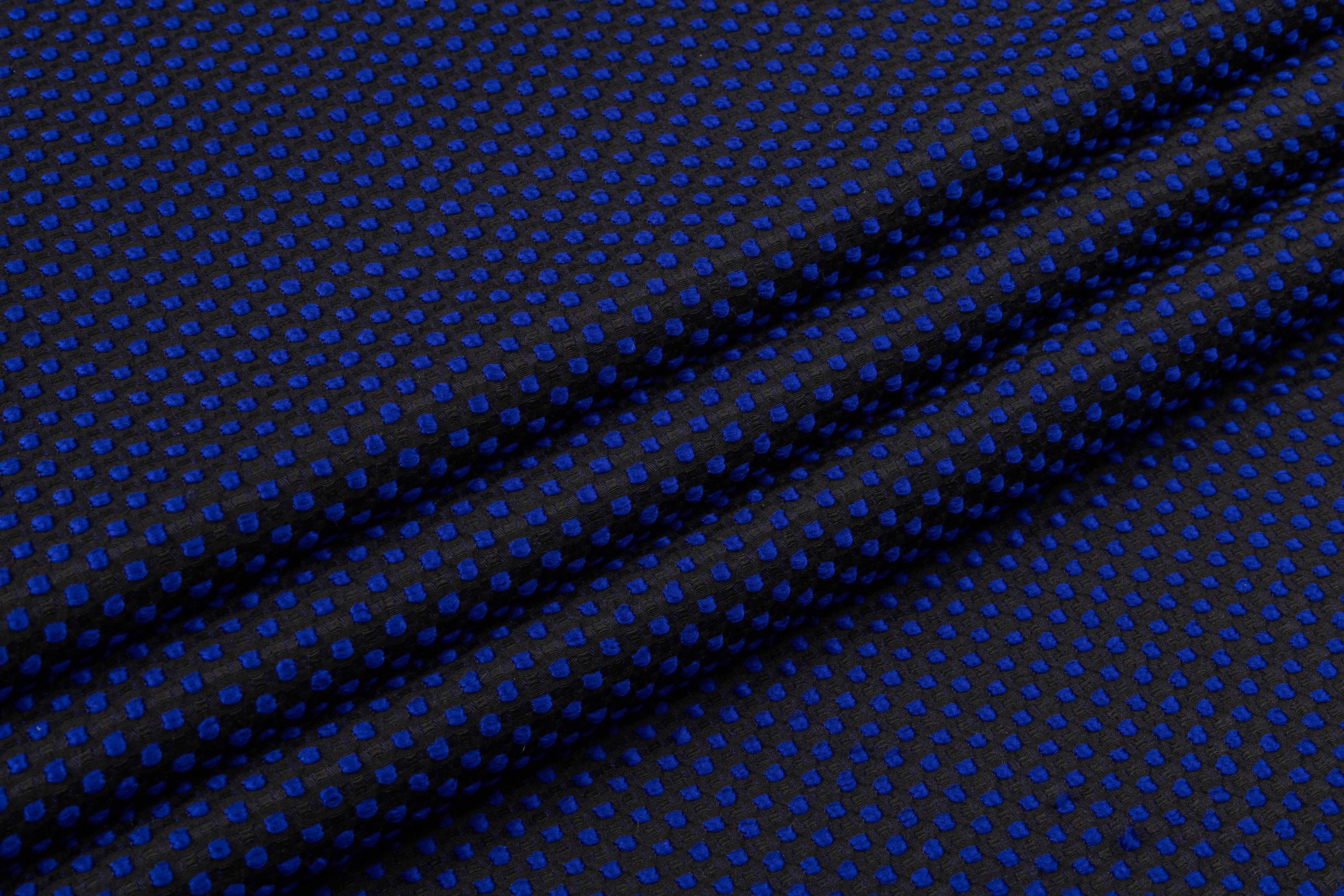 Dotted Brocade - Blue / Black