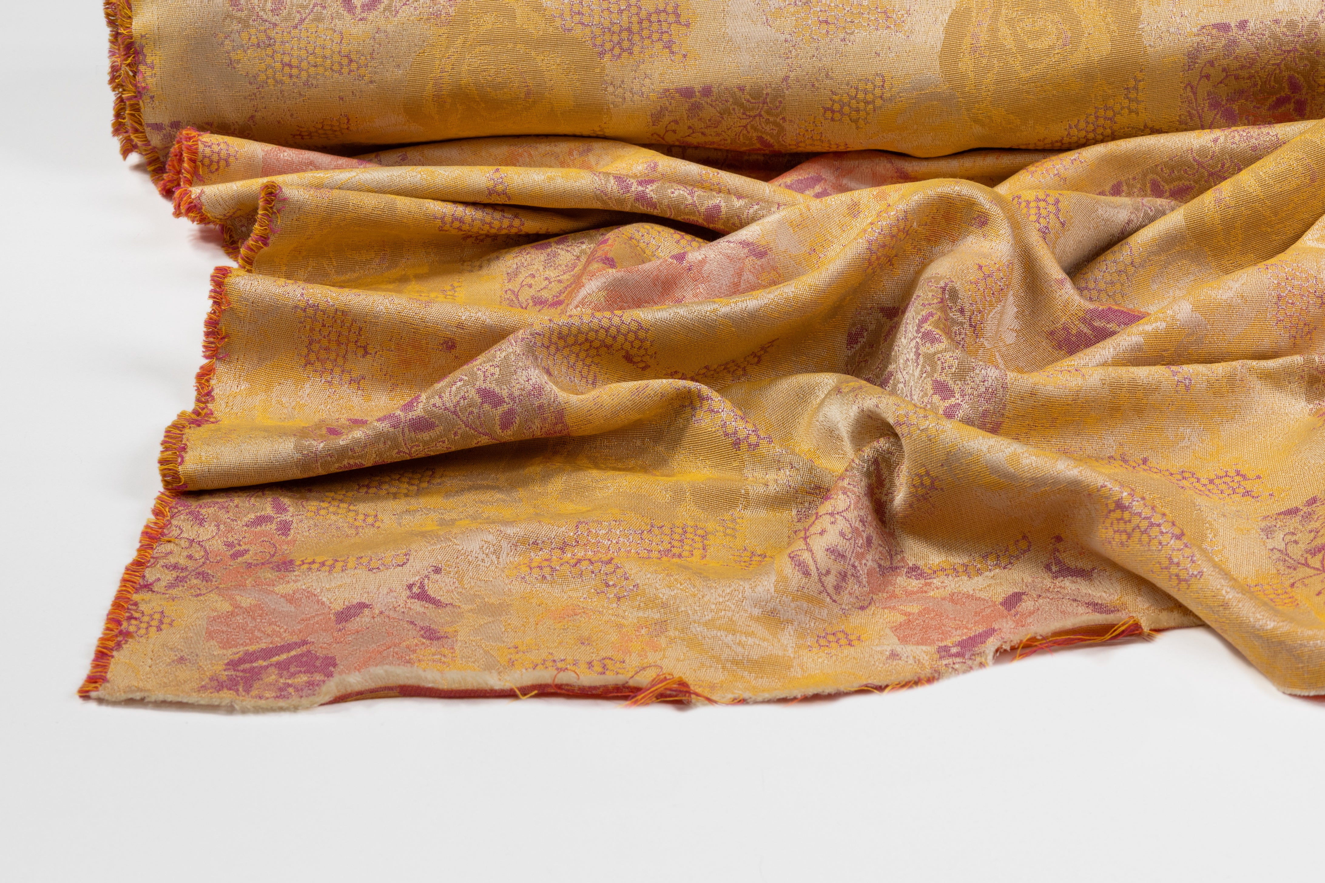 Patch Design Floral Italian Brocade - Yellow / Purple