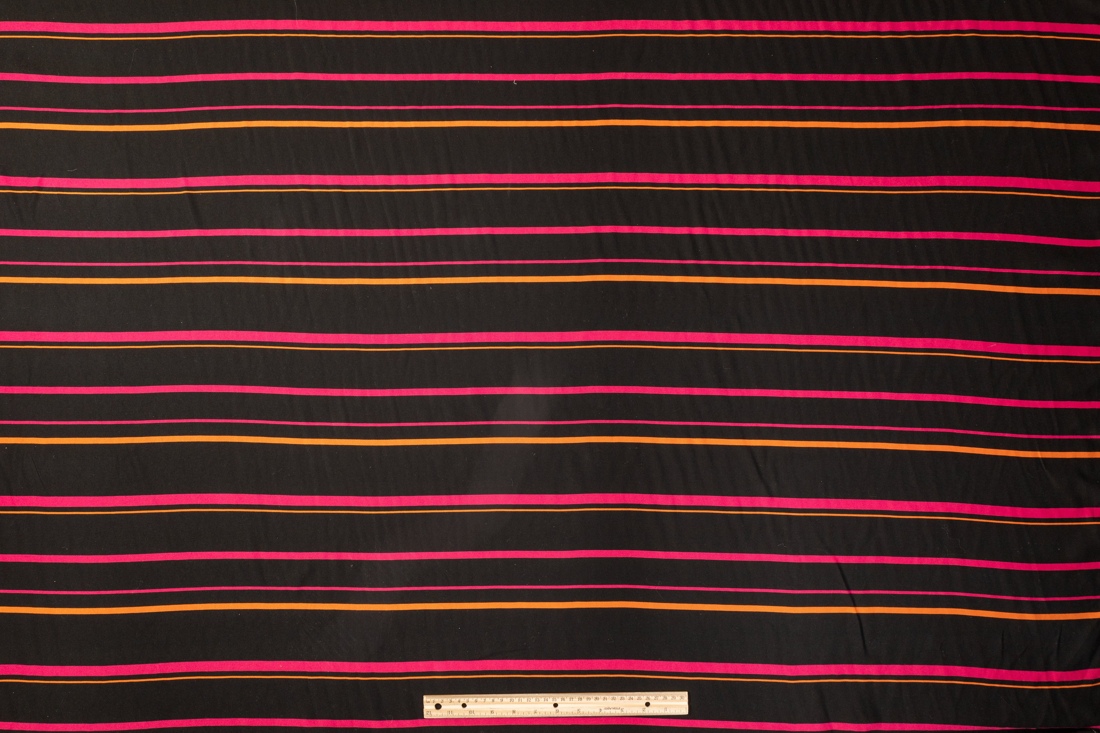 Striped Satin Back Twill - Black, Pink, Orange